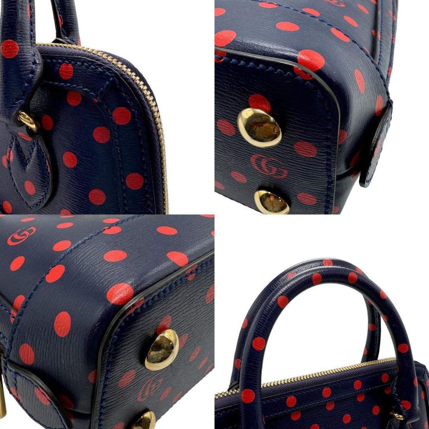 Gucci Navy Red Color Leather Handbag Shoulder Bag
