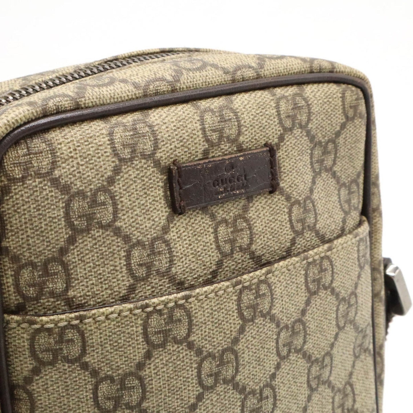 Gucci Beige Dark Brown Khaki Pvc Leather Pochette Shoulder Bag