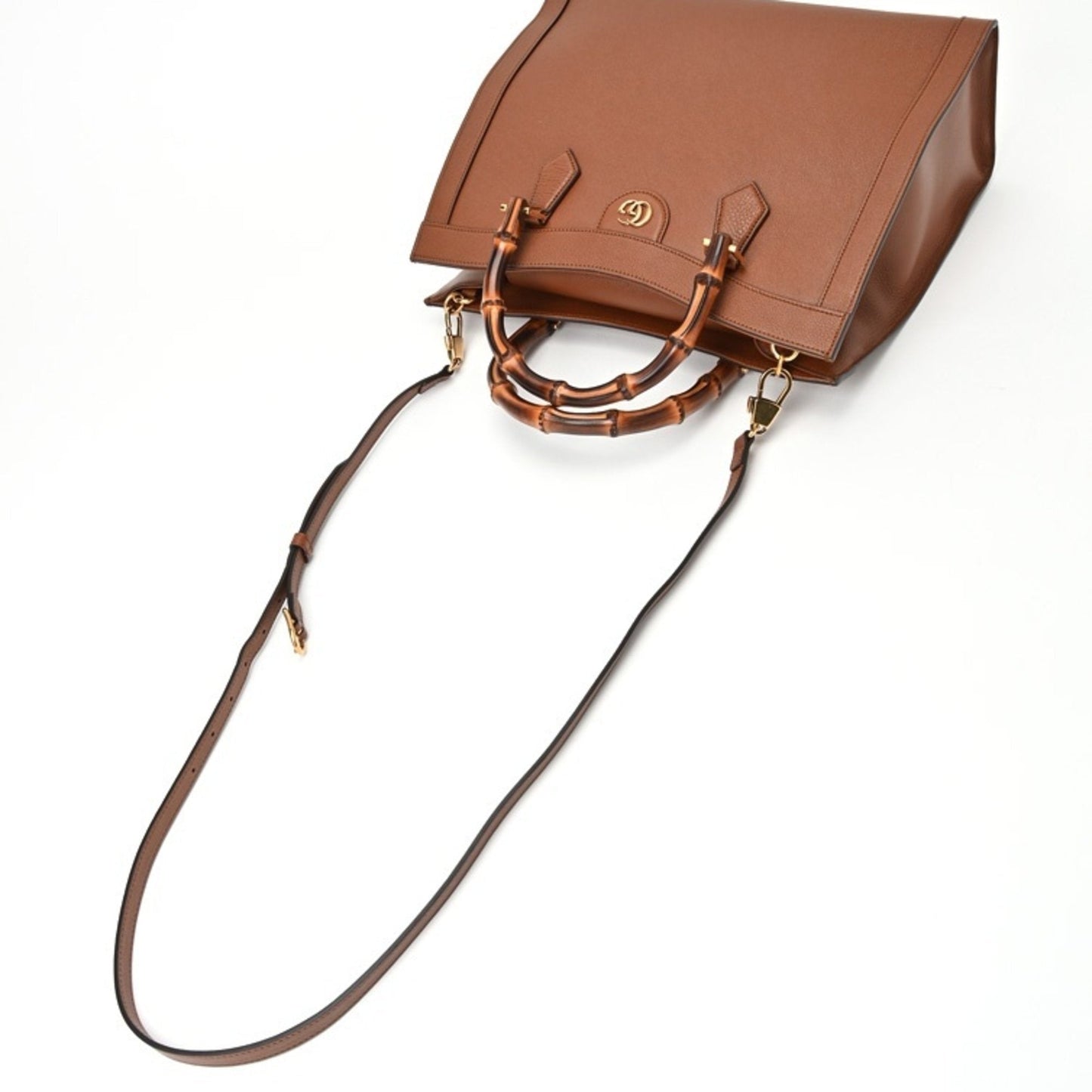 Gucci Brown Leather Bamboo Tote Bag