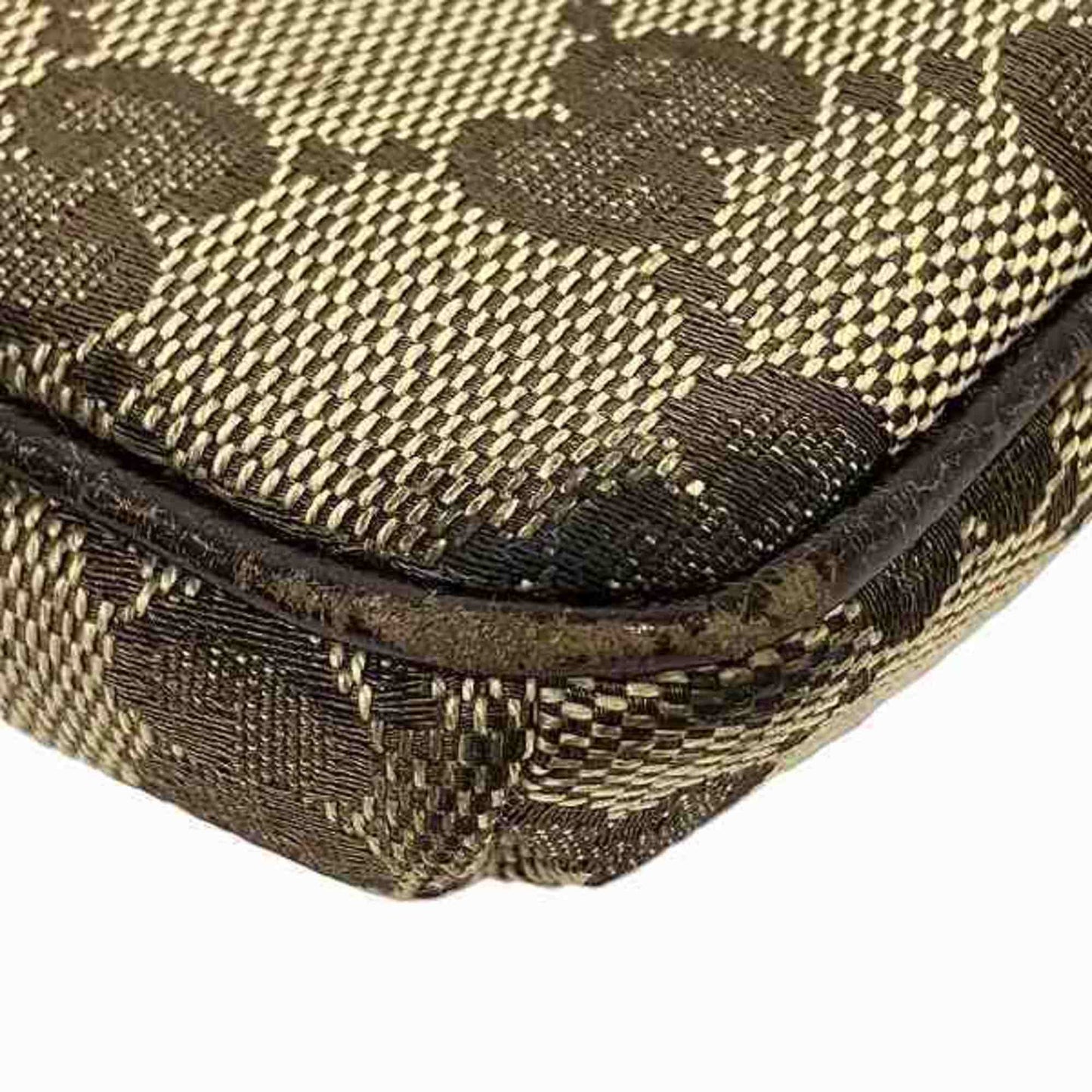 Gucci Brown Canvas Leather Pochette Shoulder Bag