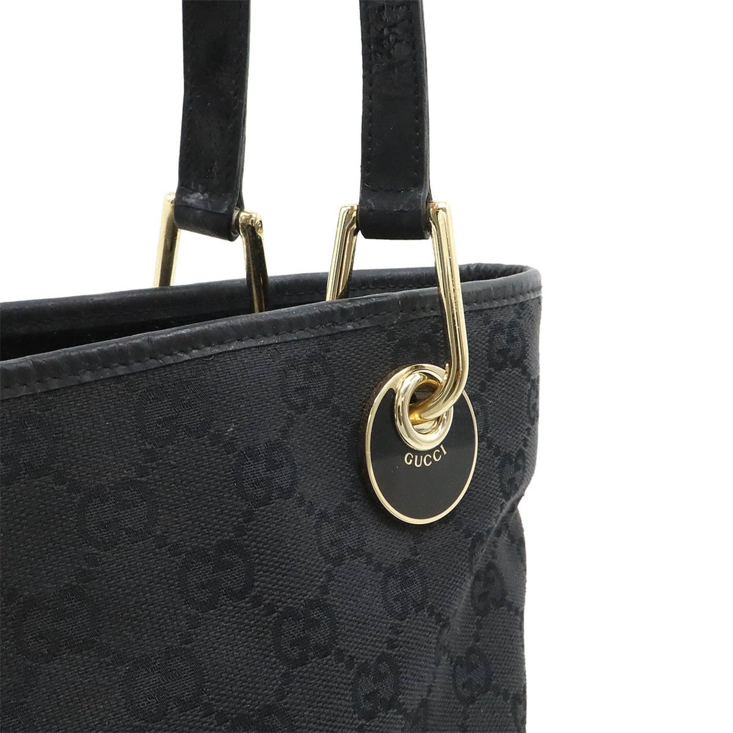 Gucci Gg Canvas Black Gg Canvas Leather Handbag Tote Bag
