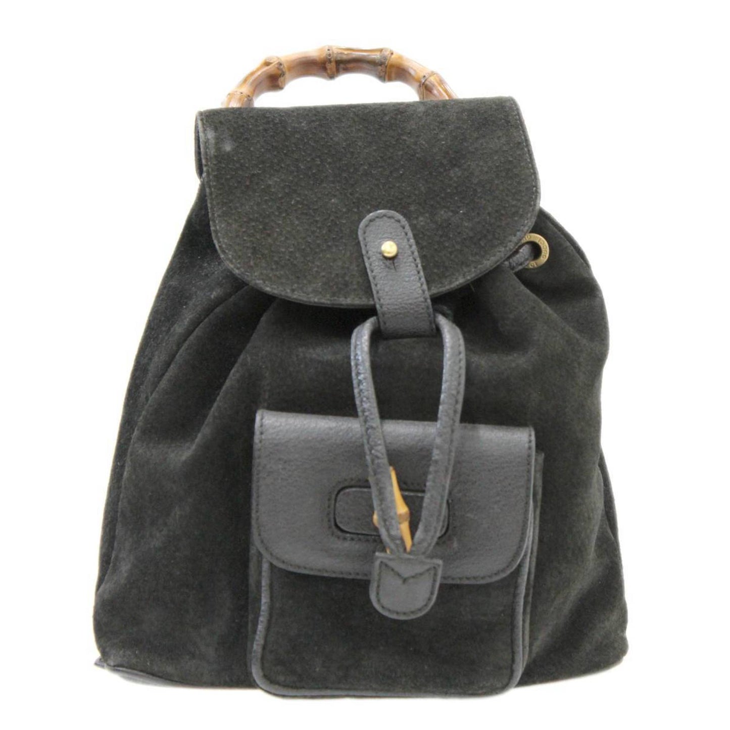 Gucci Bamboo Black Suede Leather Backpack