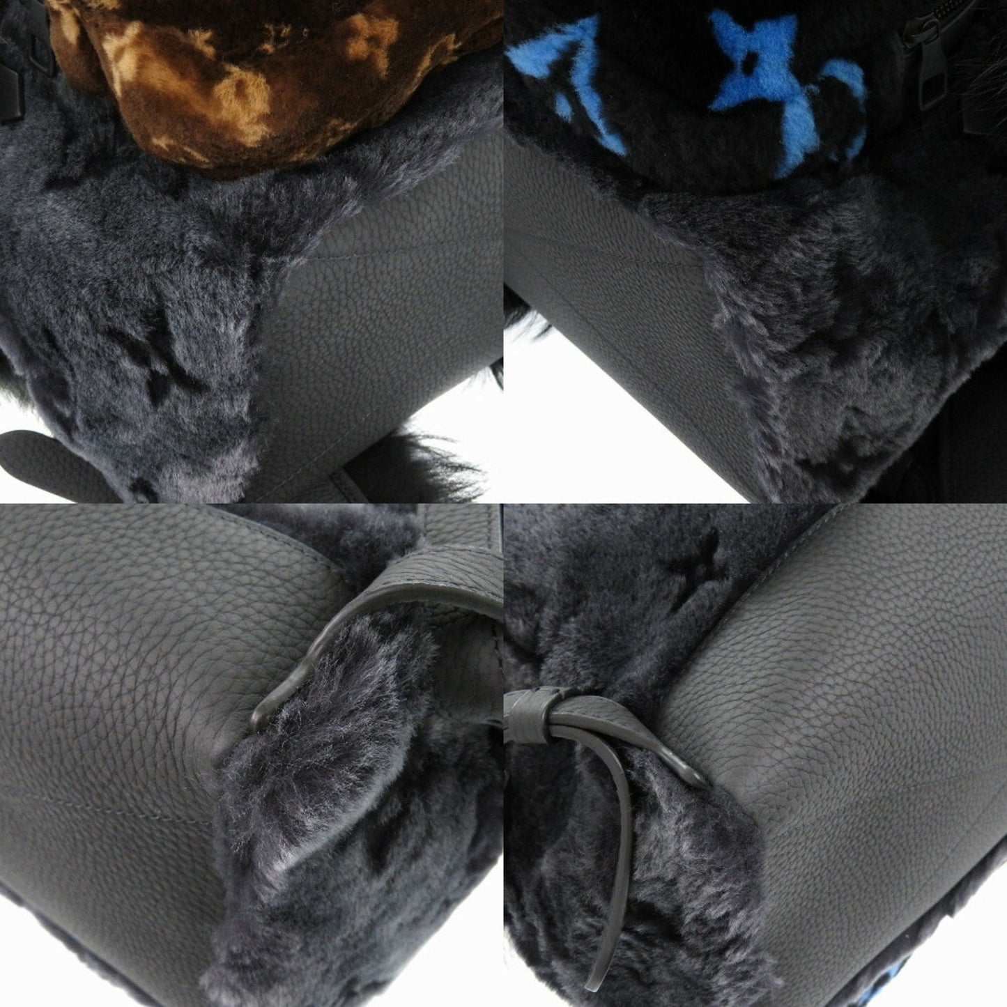 Louis Vuitton Black Brown Gray Leather Backpack
