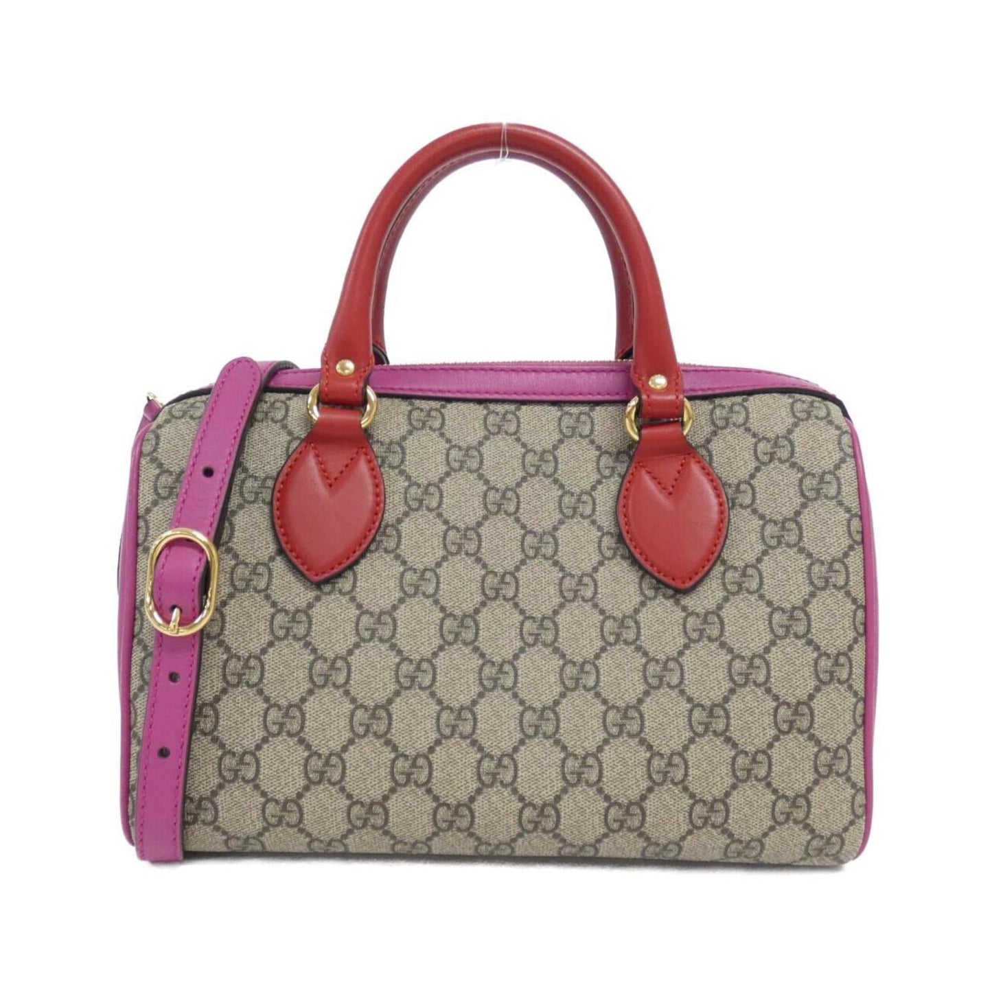Gucci Beige Pink Gg Supreme Leather Handbag ()