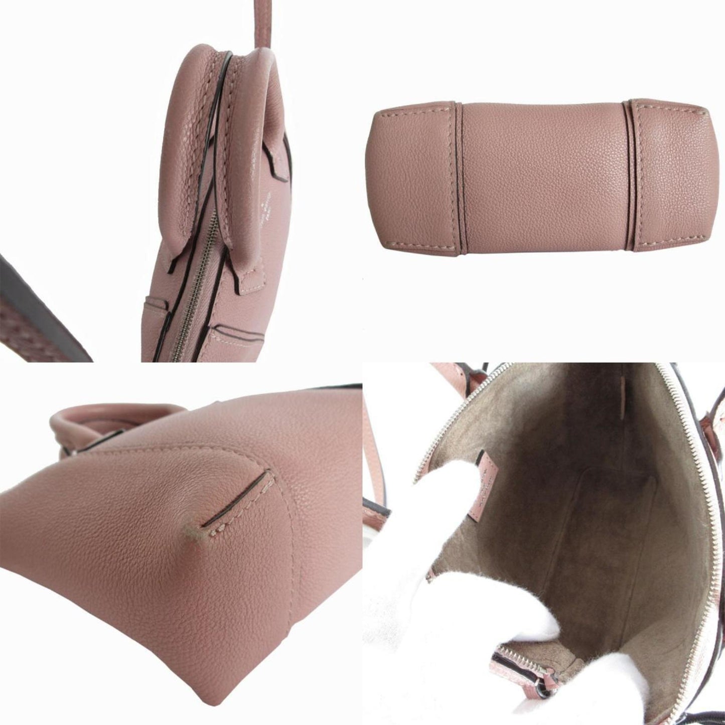 Louis Vuitton Pink Beige Leather Handbag Shoulder Bag