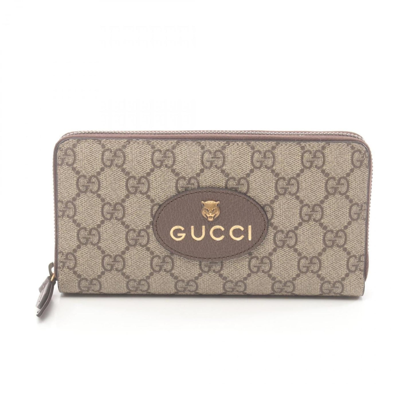 Gucci Beige Brown Pvc Coated Canvas Leather Long Wallet (Bi-Fold)