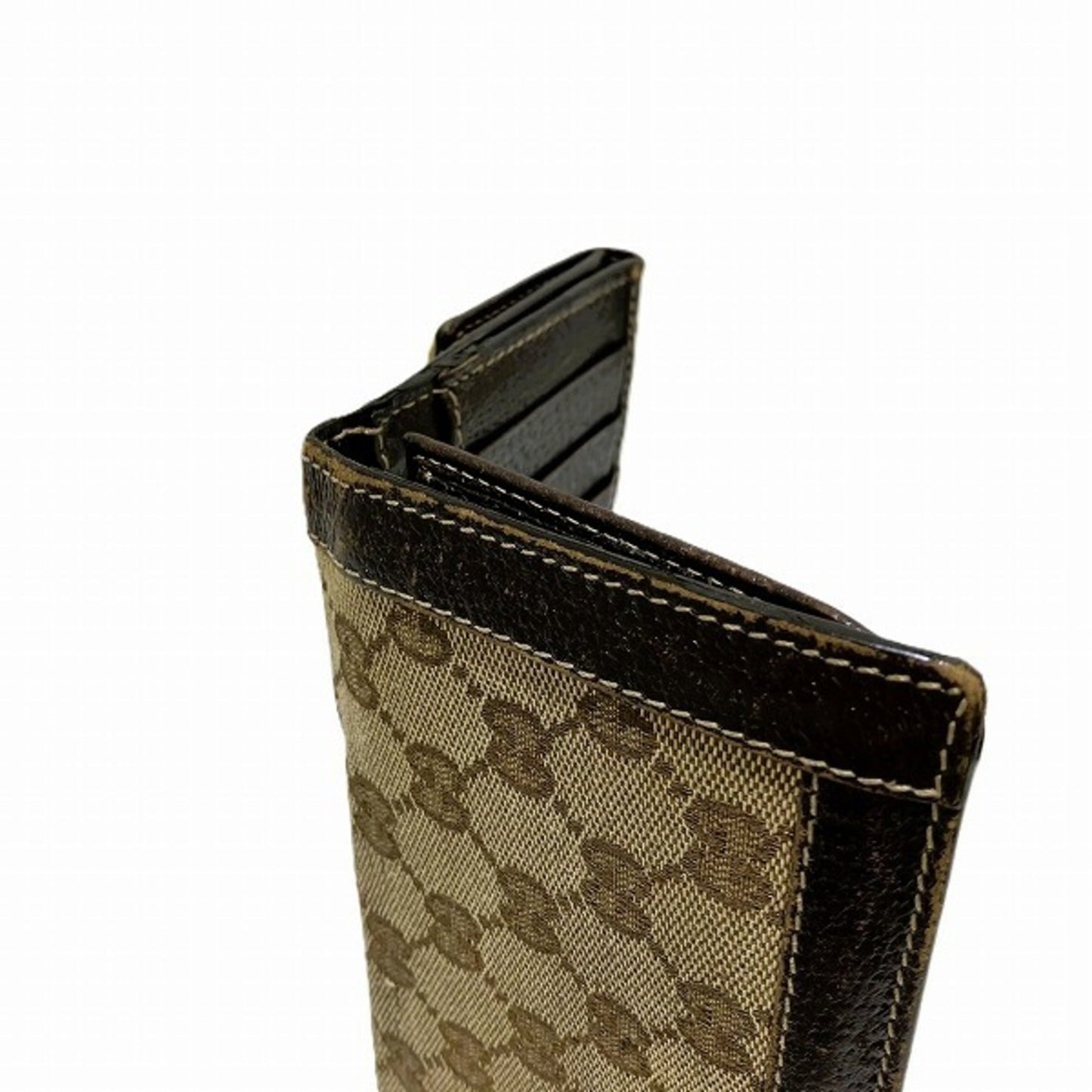 Gucci Brown Canvas Leather Long Wallet (Bi-Fold)