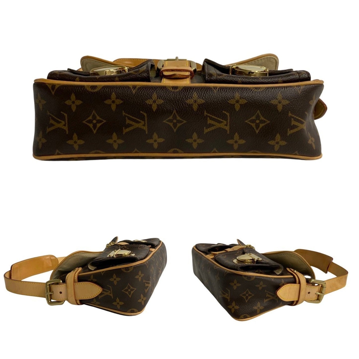 Louis Vuitton Brown Gold Leather Pvc Shoulder Bag Tote Bag