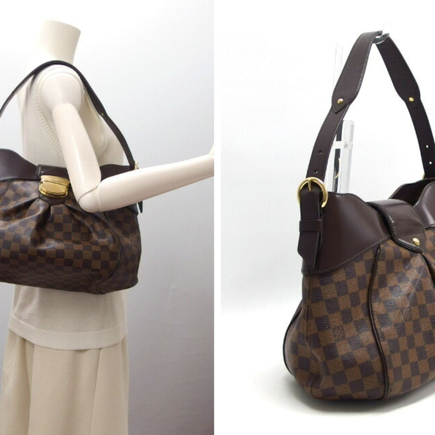 Louis Vuitton Damier Canvas Dark Brown Damier Canvas Leather Shoulder Bag