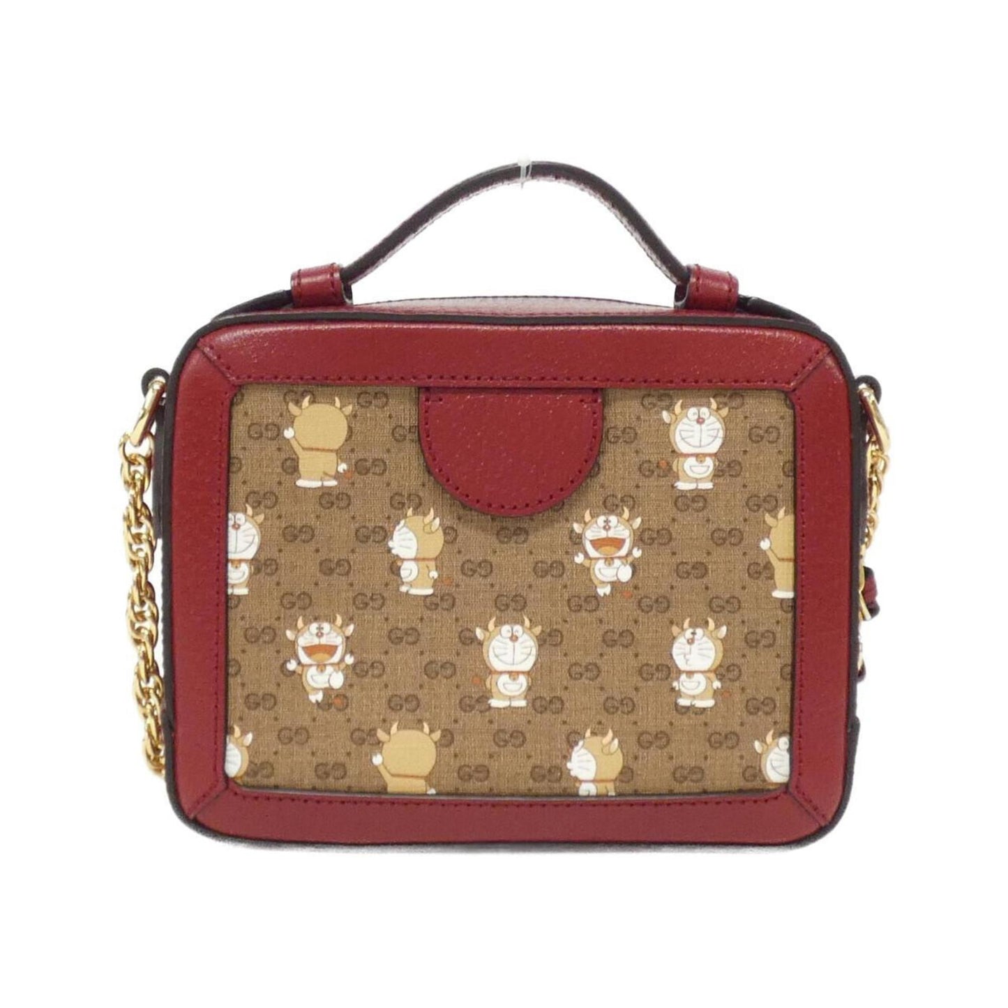 Gucci Beige Cherry Red Canvas Leather Shoulder Bag