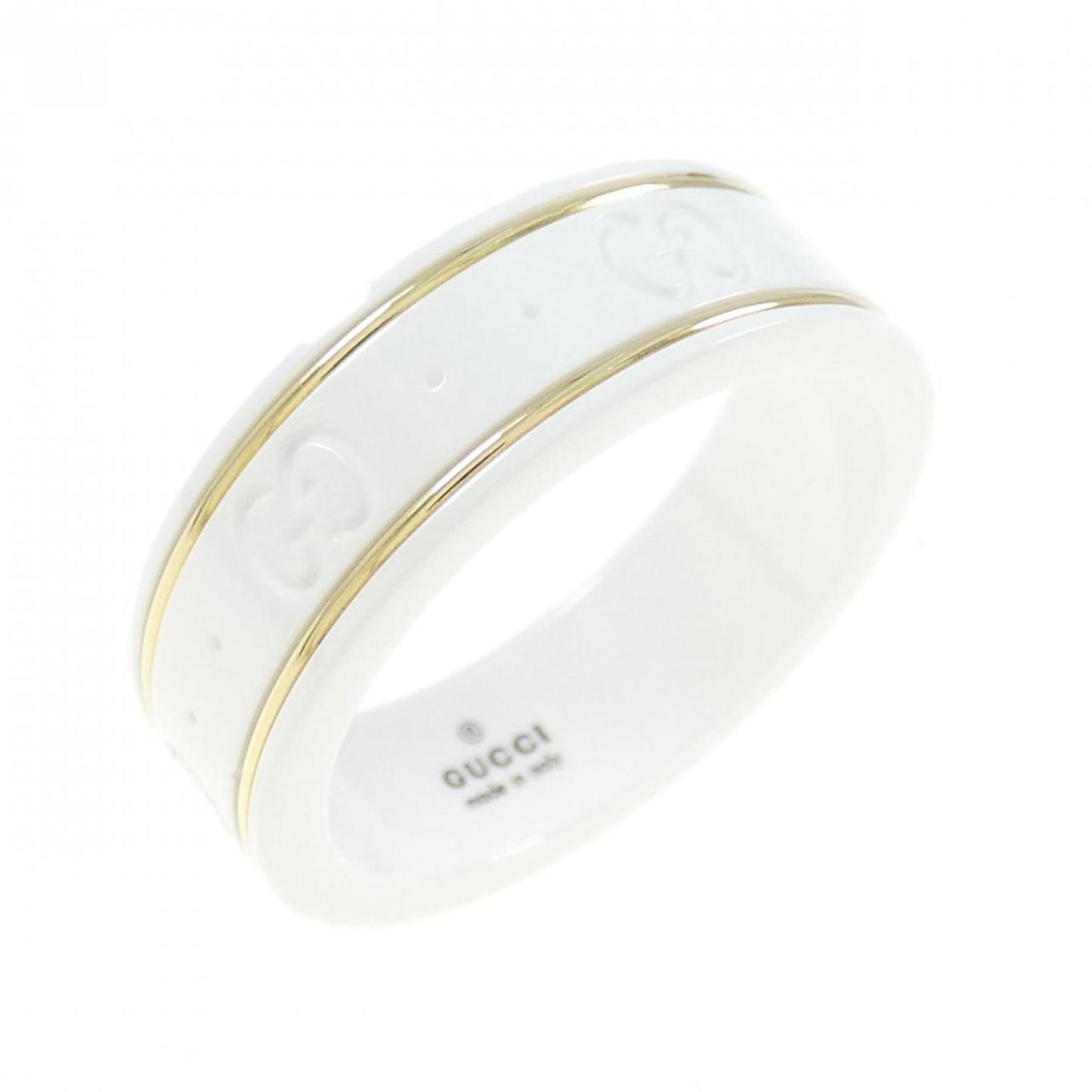 Gucci White Yellow Gold Ceramic Yellow Gold (18K) Band Ring