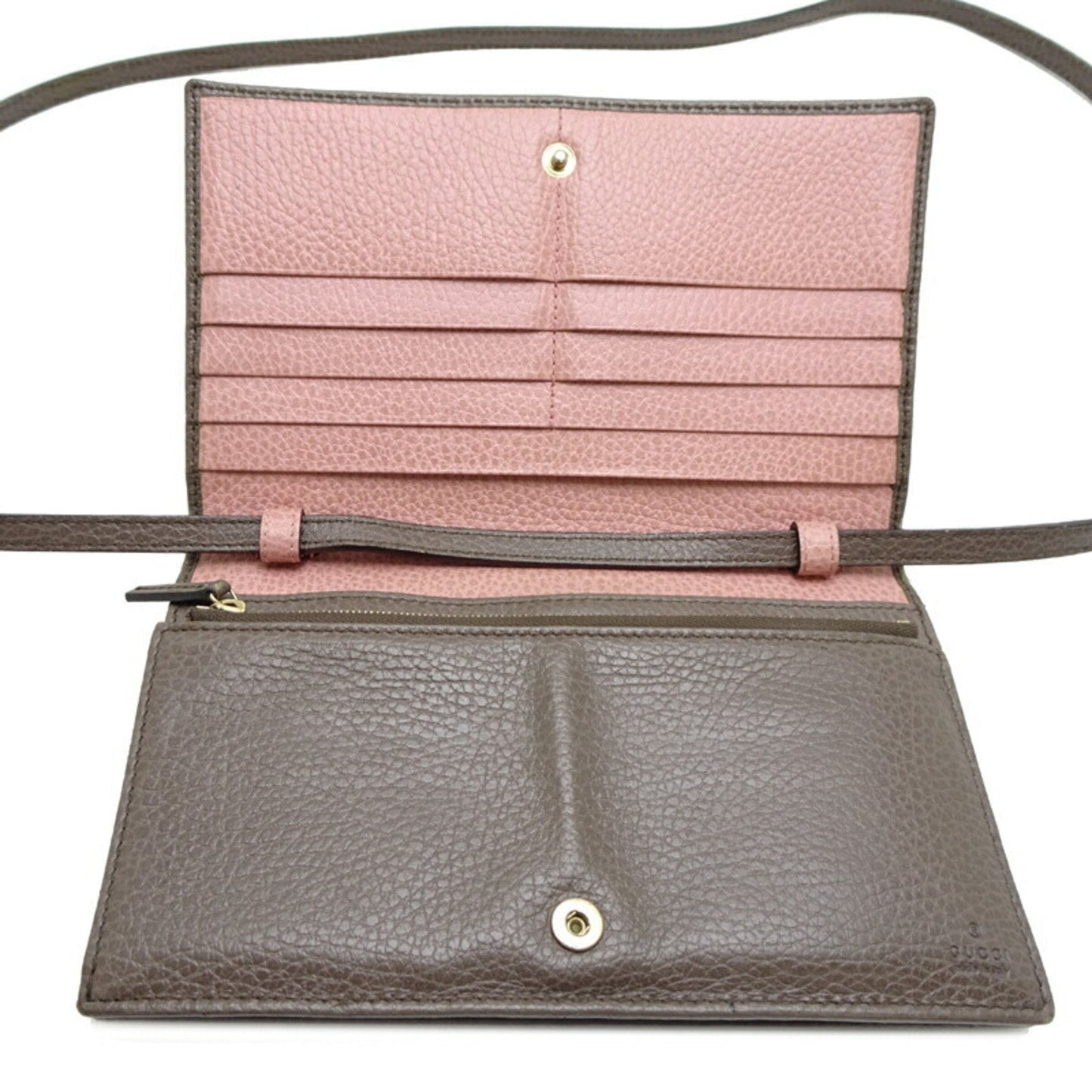 Gucci Grayish Pink Leather Chain/Shoulder Wallet