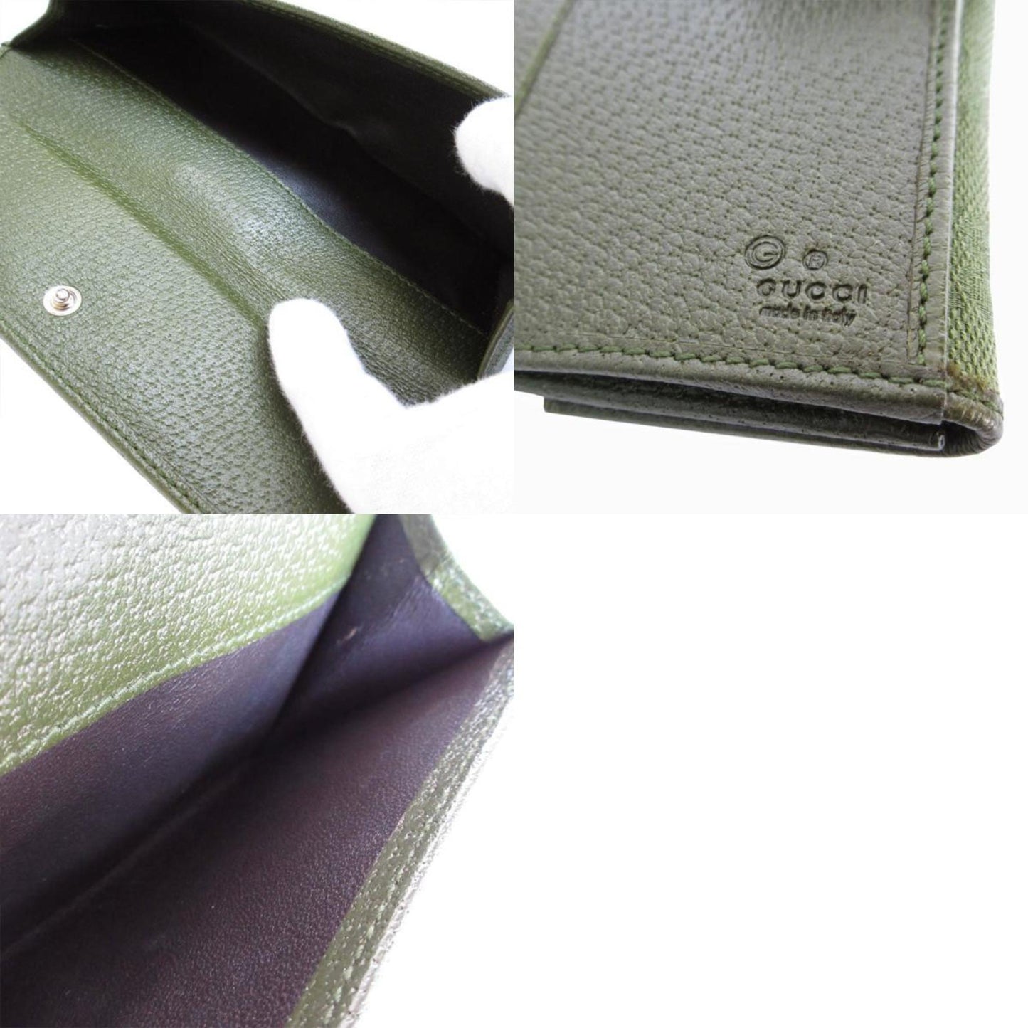 Gucci Green Khaki Canvas Long Wallet (Bi-Fold)