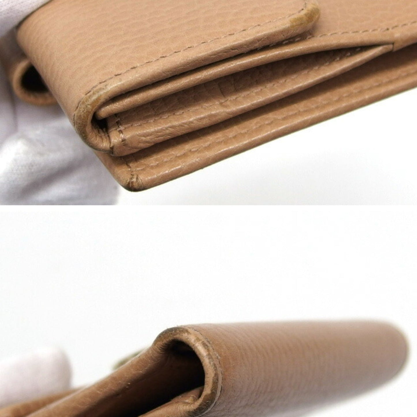 Gucci Beige Champagne Gold Leather Coin Purse/Coin Case