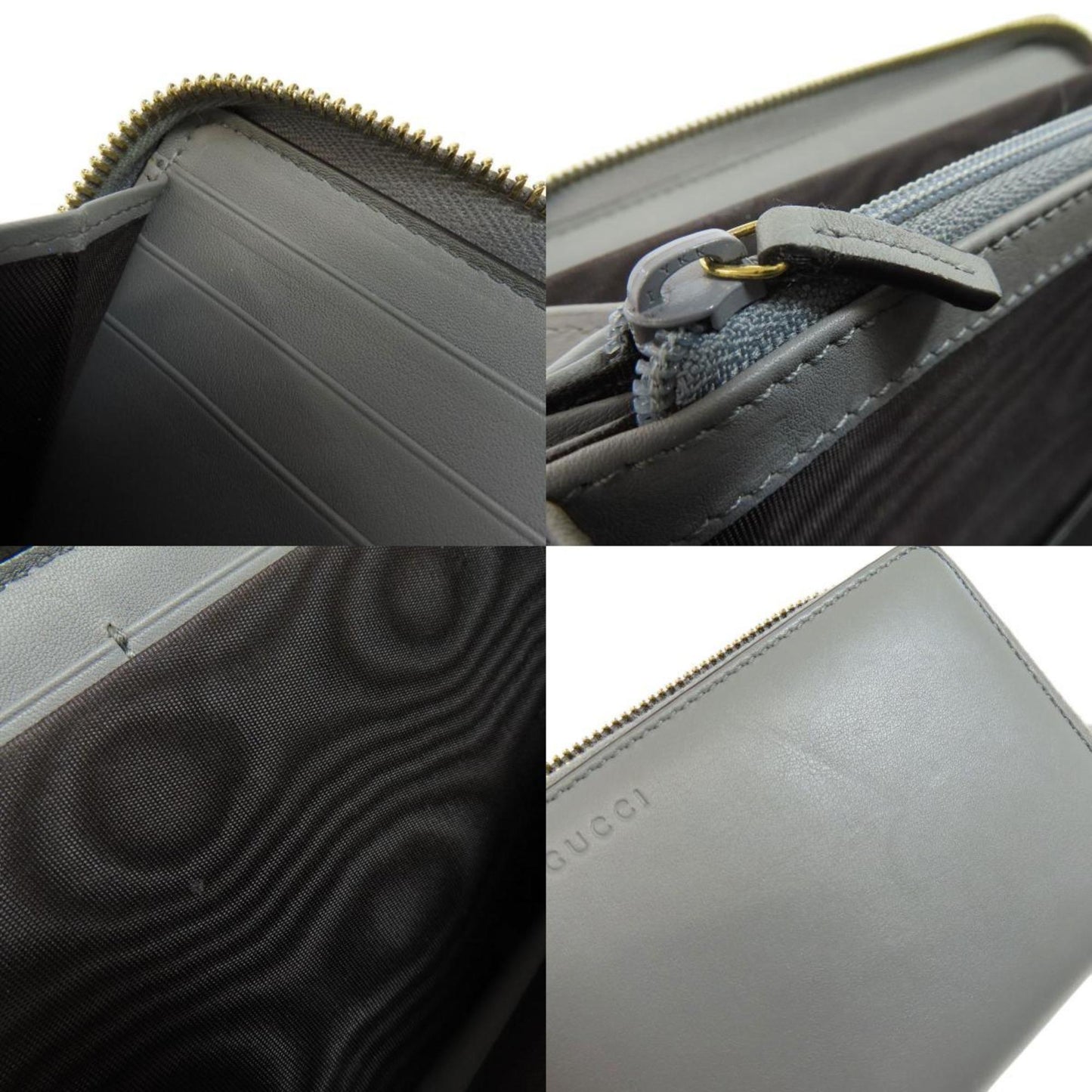 Gucci Gray Leather Long Wallet (Bi-Fold)