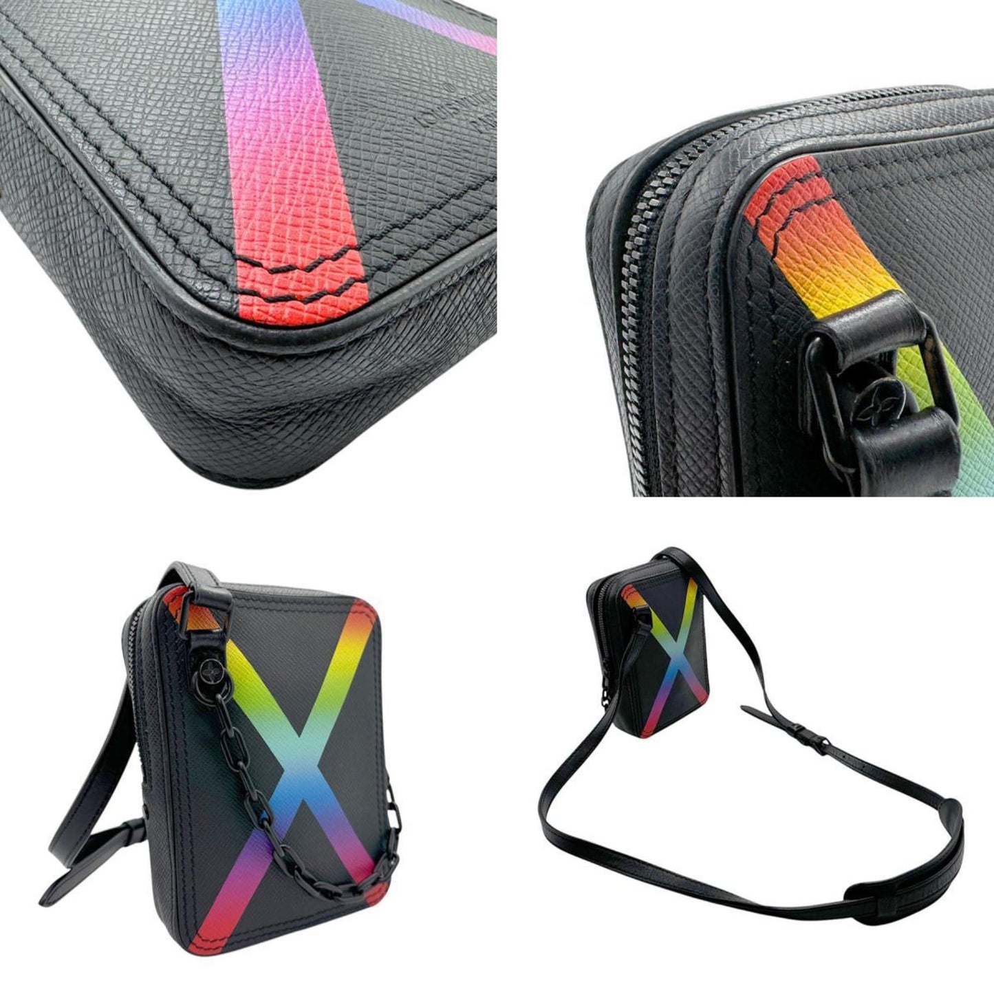 Louis Vuitton Black Multi-Color Taiga Leather Shoulder Bag