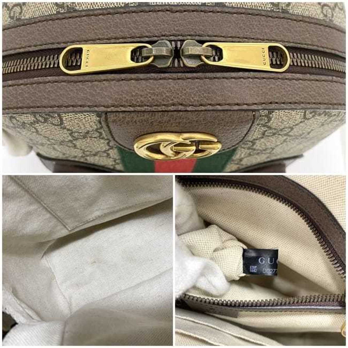 Gucci Beige Brown Green Red Color Pvc Leather Backpack
