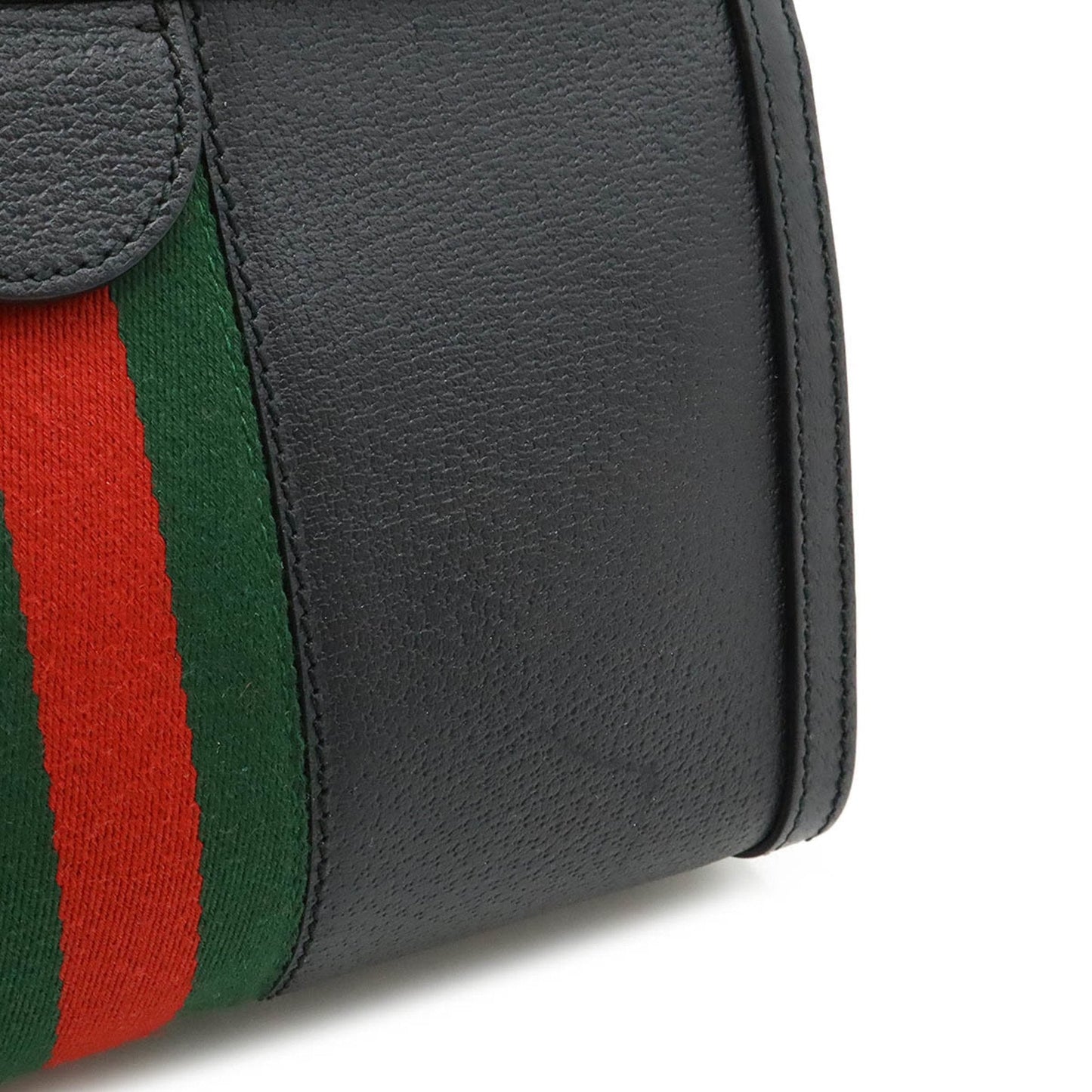 Gucci Black Green Red Color Leather Shoulder Bag