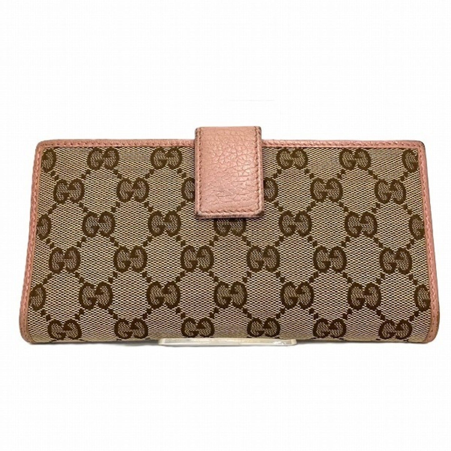 Gucci Brown Pink Gg Canvas Leather Coin Purse/Coin Case