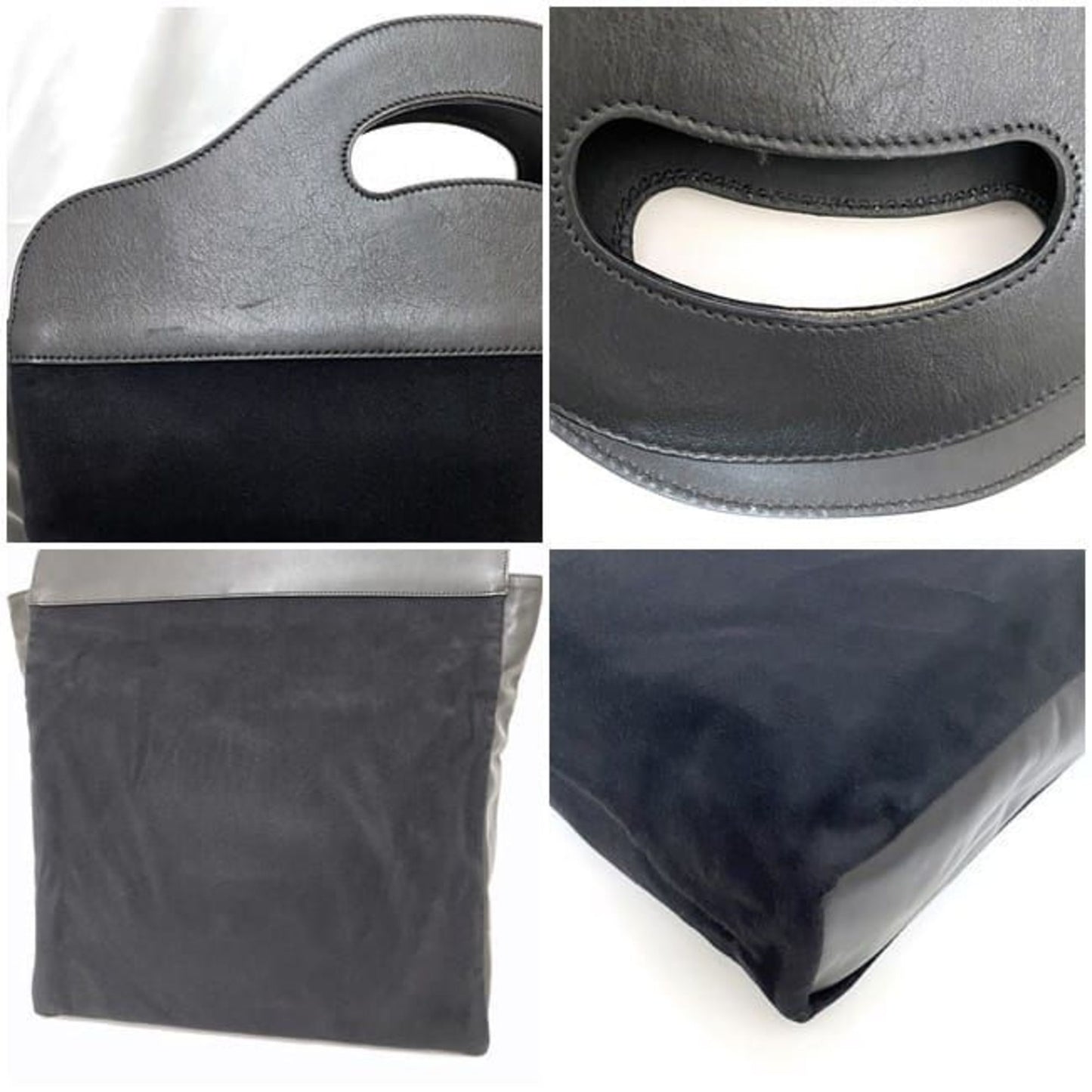 Gucci Black Suede Leather Handbag Tote Bag