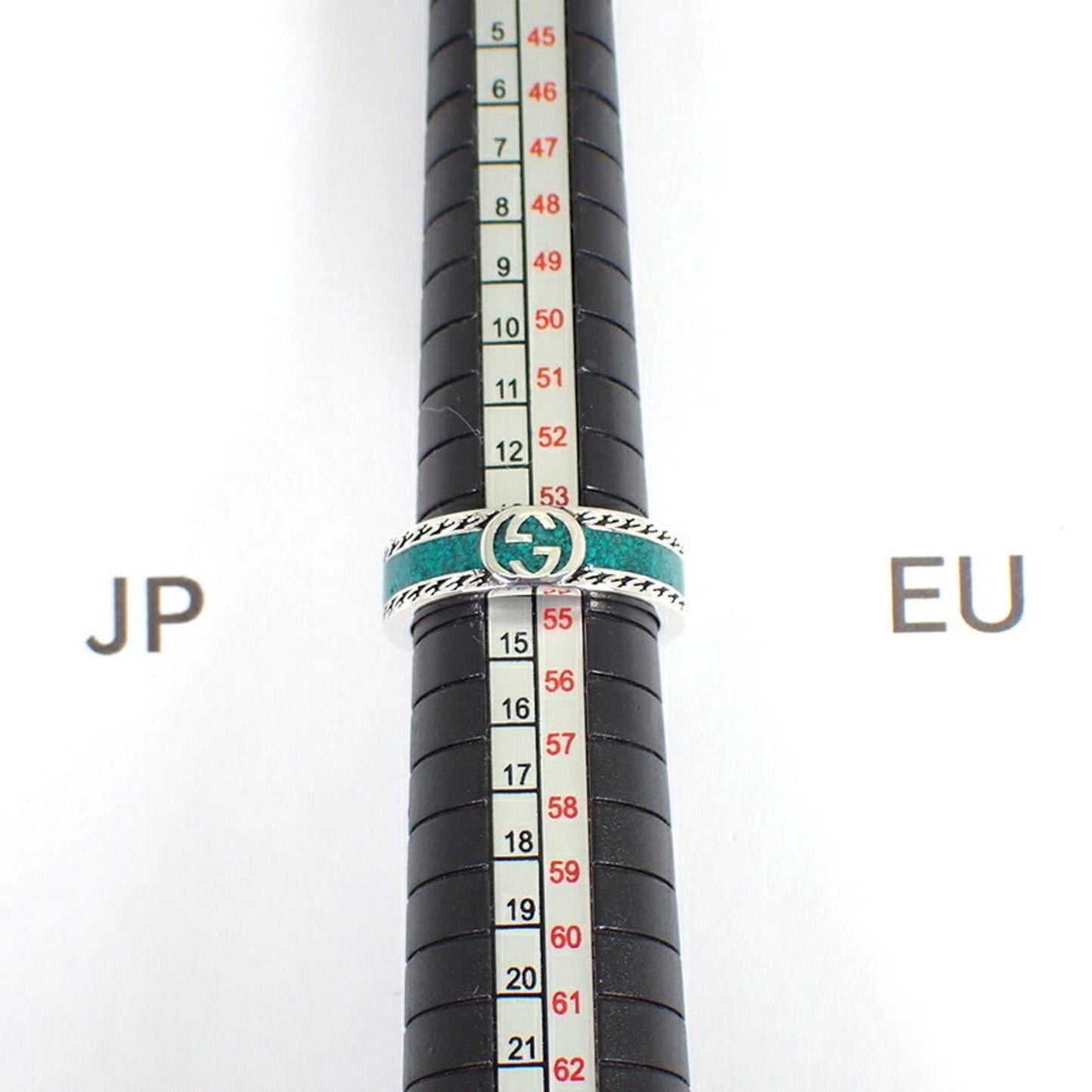 Gucci Silver Turquoise Enamel Sterling Silver 925 Band Ring