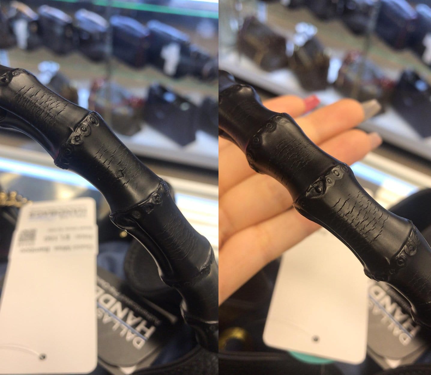 GUCCI Miss Bamboo Medium Leather Bucket Shoulder Handbag Black 387613