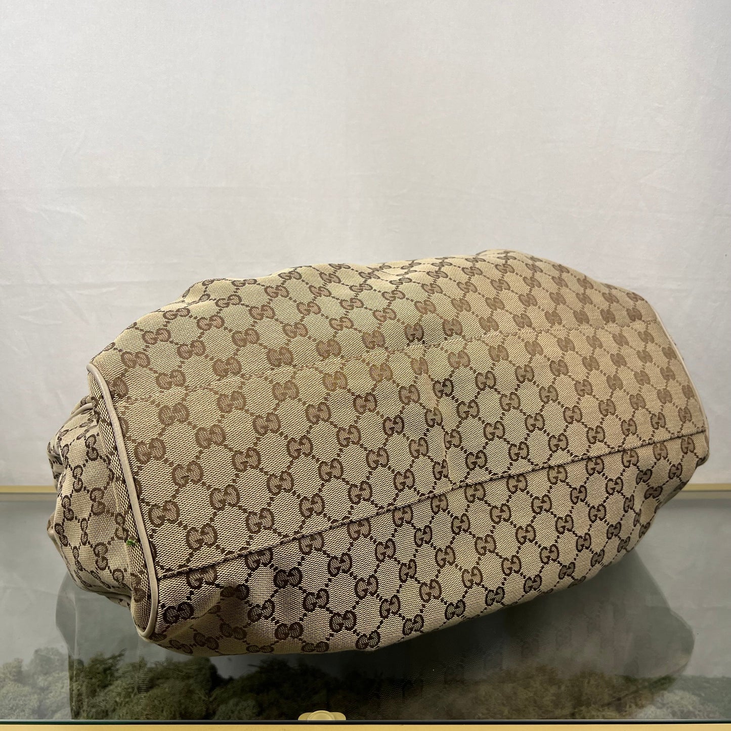GUCCI Sukey Cream Beige GG Canvas Large Tote Bag