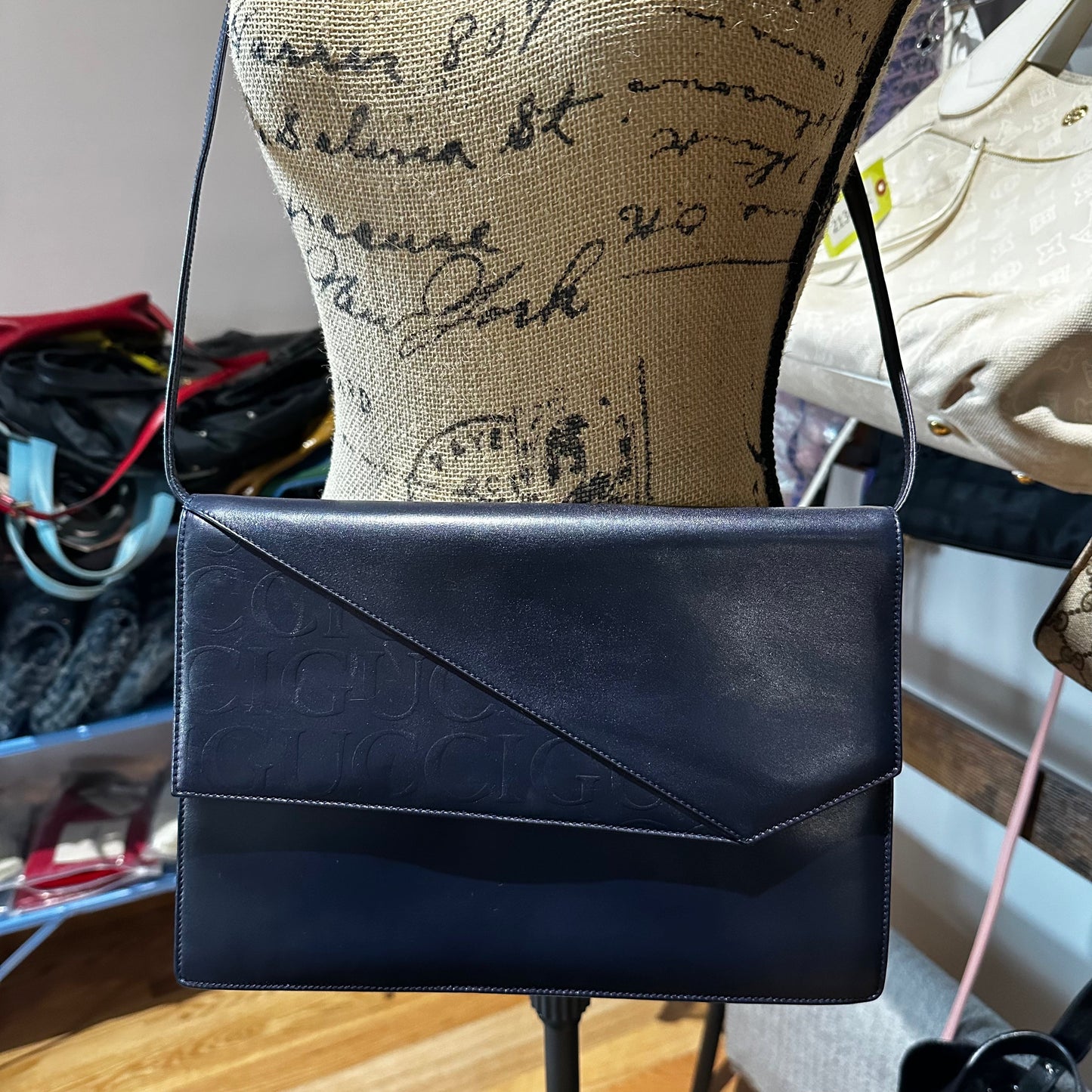 The Swan -Orvis bags Gucci GG Crossbody/Shoulder/Clutch Bag in Navy Leather
