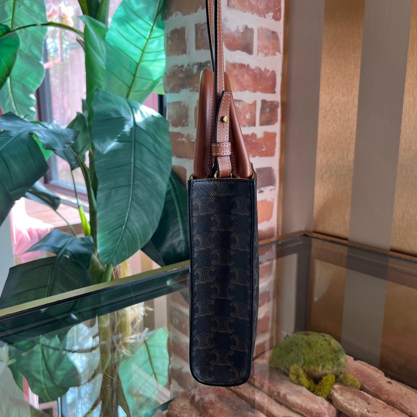 CELINE Vertical Cabas Mini Triomphe Canvas Celine Print Shoulder Bag