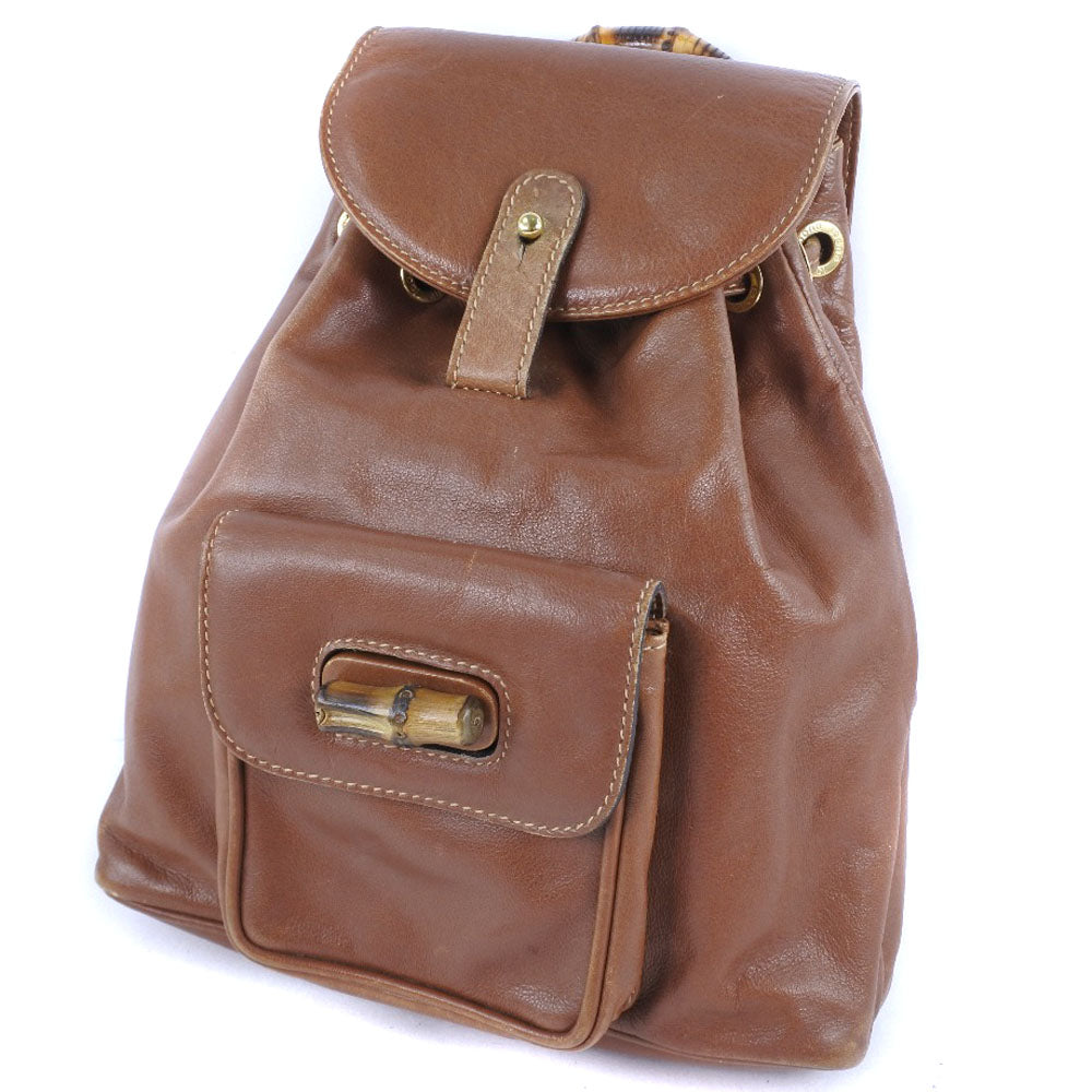 Gucci Bamboo Brown Pony-Style Calfskin Backpack Bag