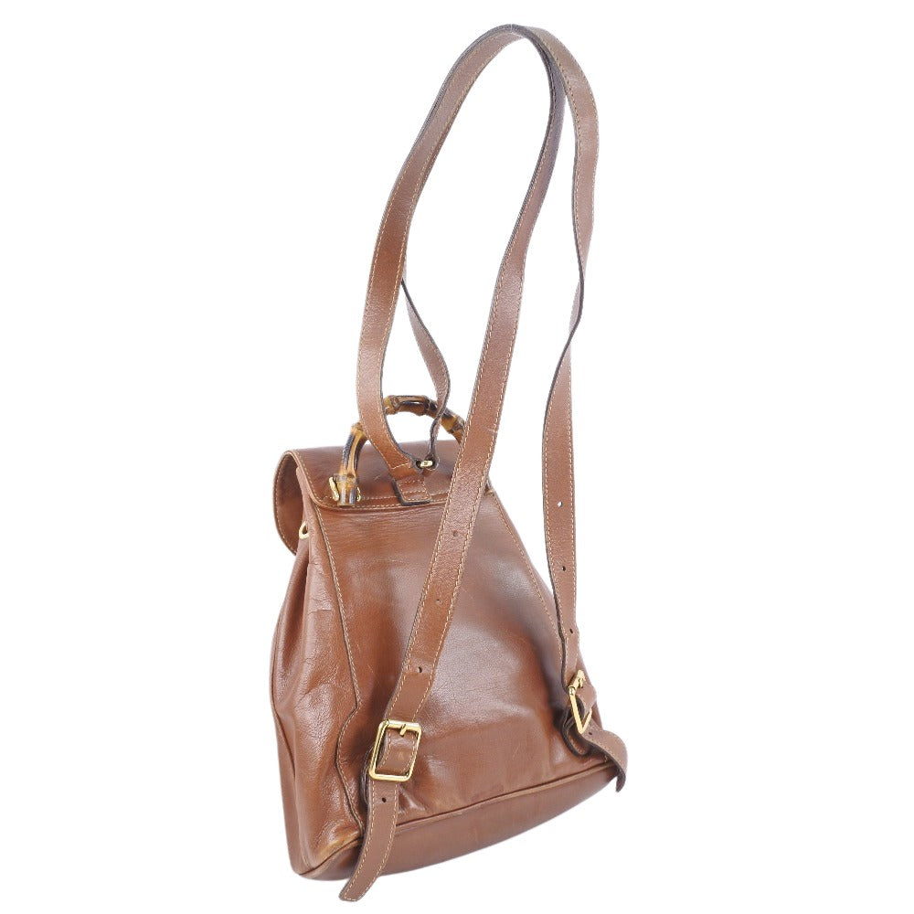 Gucci Bamboo Brown Pony-Style Calfskin Backpack Bag