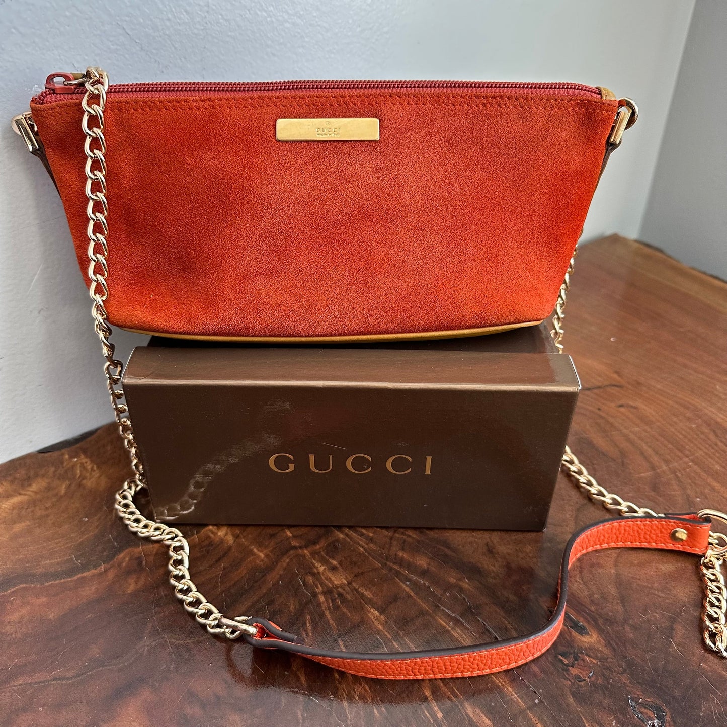 The Junco Crossbody - Orvis bags Suede GG in Rust Orange