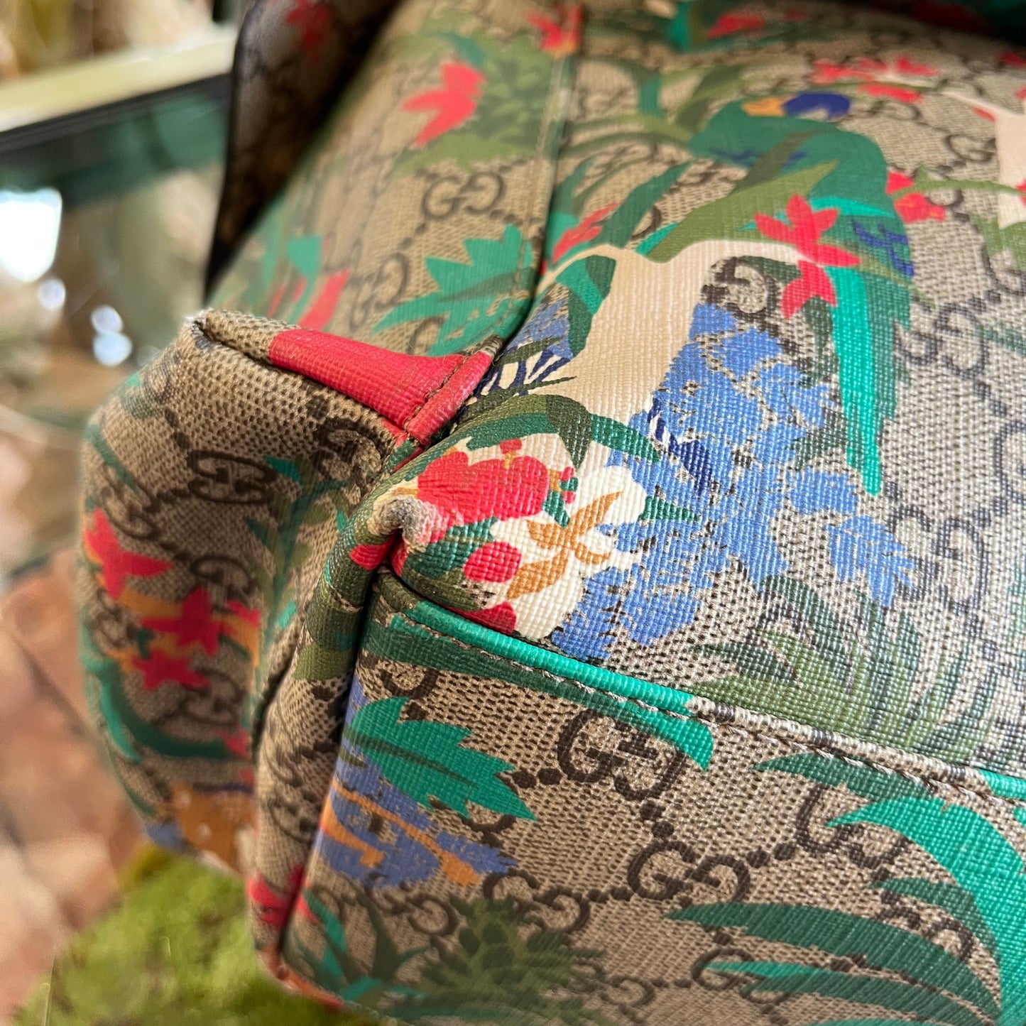 GUCCI GG Supreme Monogram Jungle Green Diaper Bag