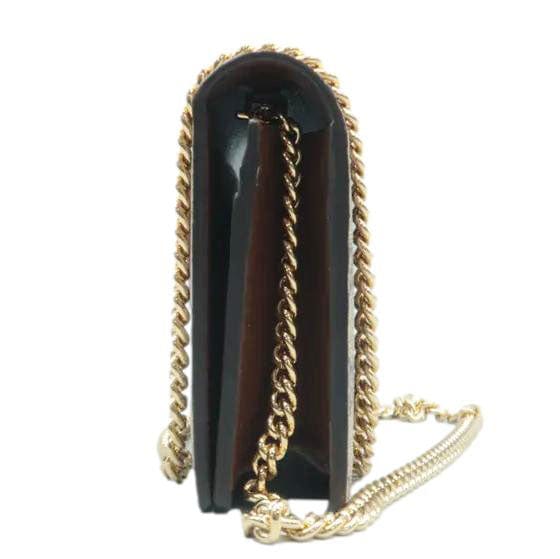 Gucci Heart Chain Wallet GG Supreme Monogram Canvas Crossbody Bag Beige