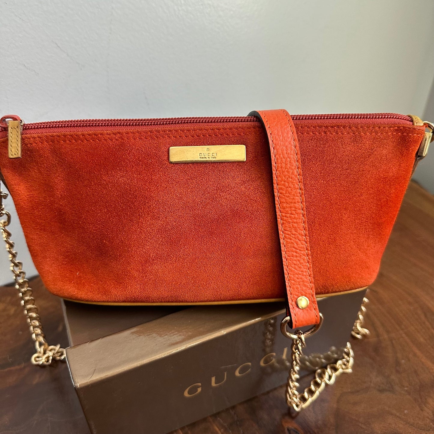 The Junco Crossbody - Orvis bags Suede GG in Rust Orange