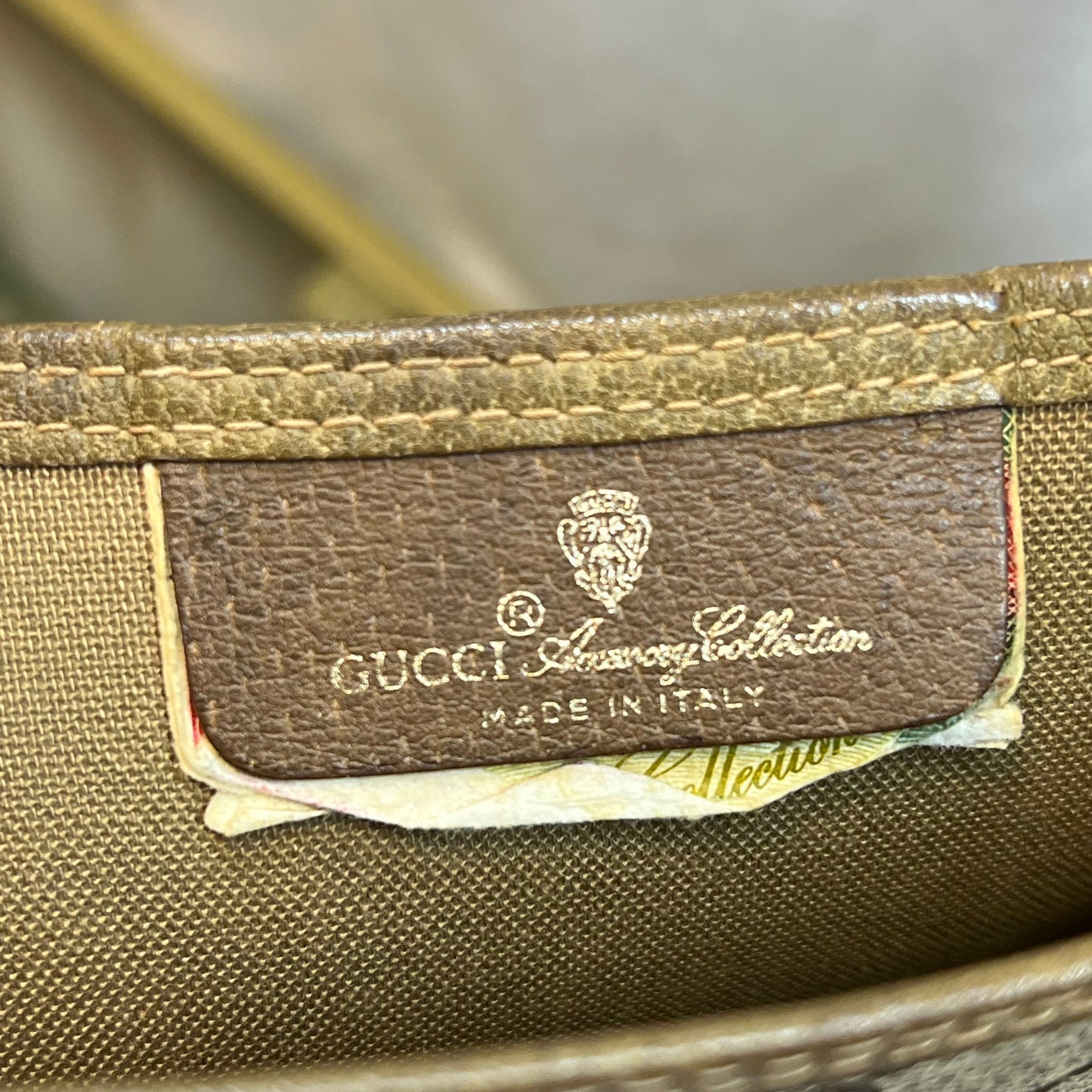 GUCCI Sherry Line Beige Brown GG Supreme Coated Canvas Vintage Web Tote Bag