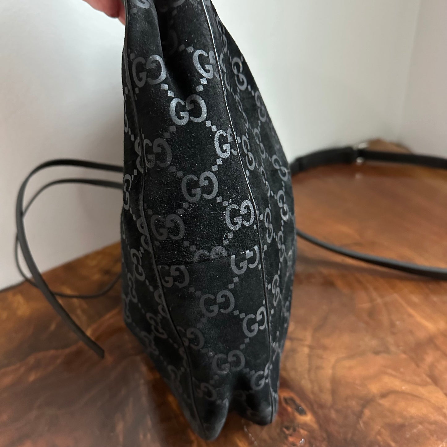 The Peacock Crossbody -Orvis bags Suede GG in Black
