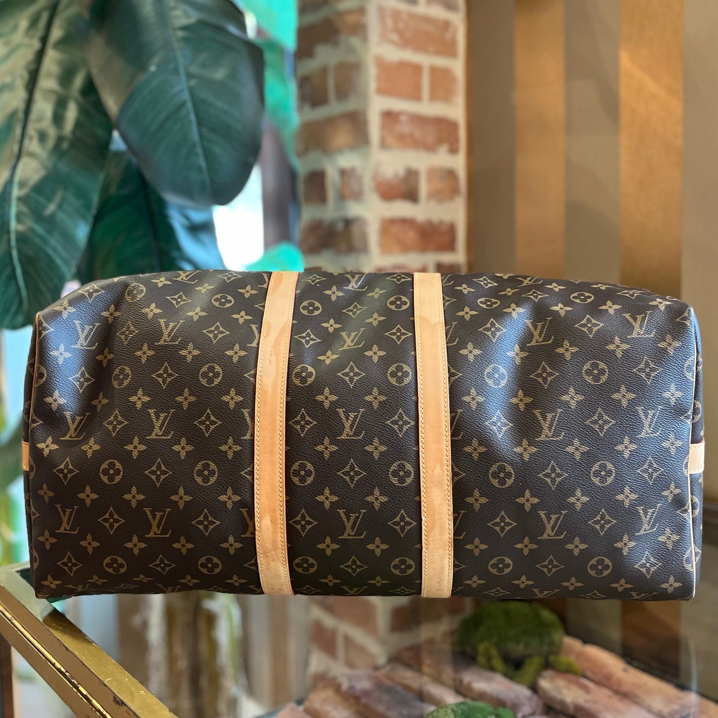 LOUIS VUITTON Keepall Bandouliere 55 Brown Monogram Canvas Duffle Bag