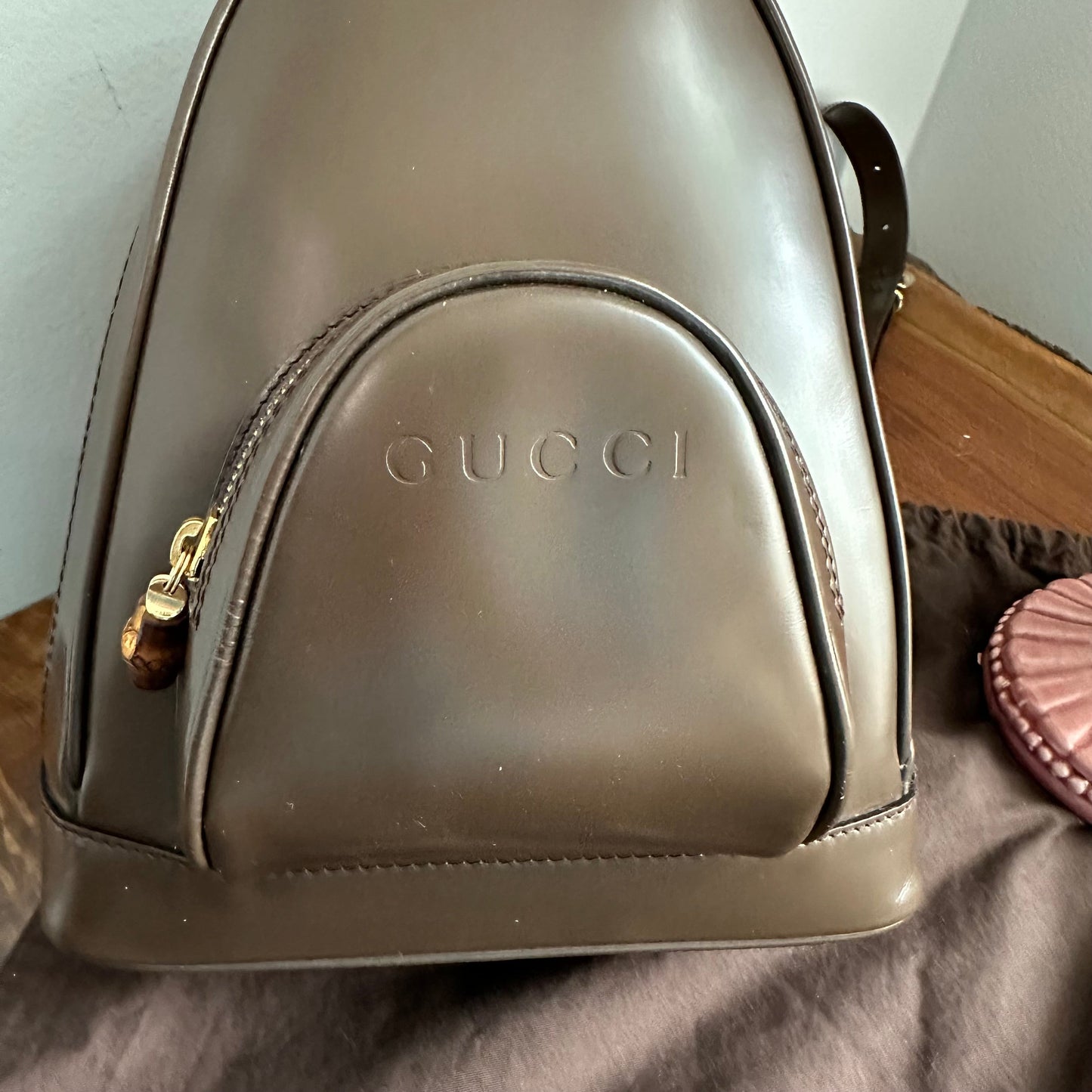 The Loon -Orvis bags Gucci Sling/Backpack in Brown Patent Leather