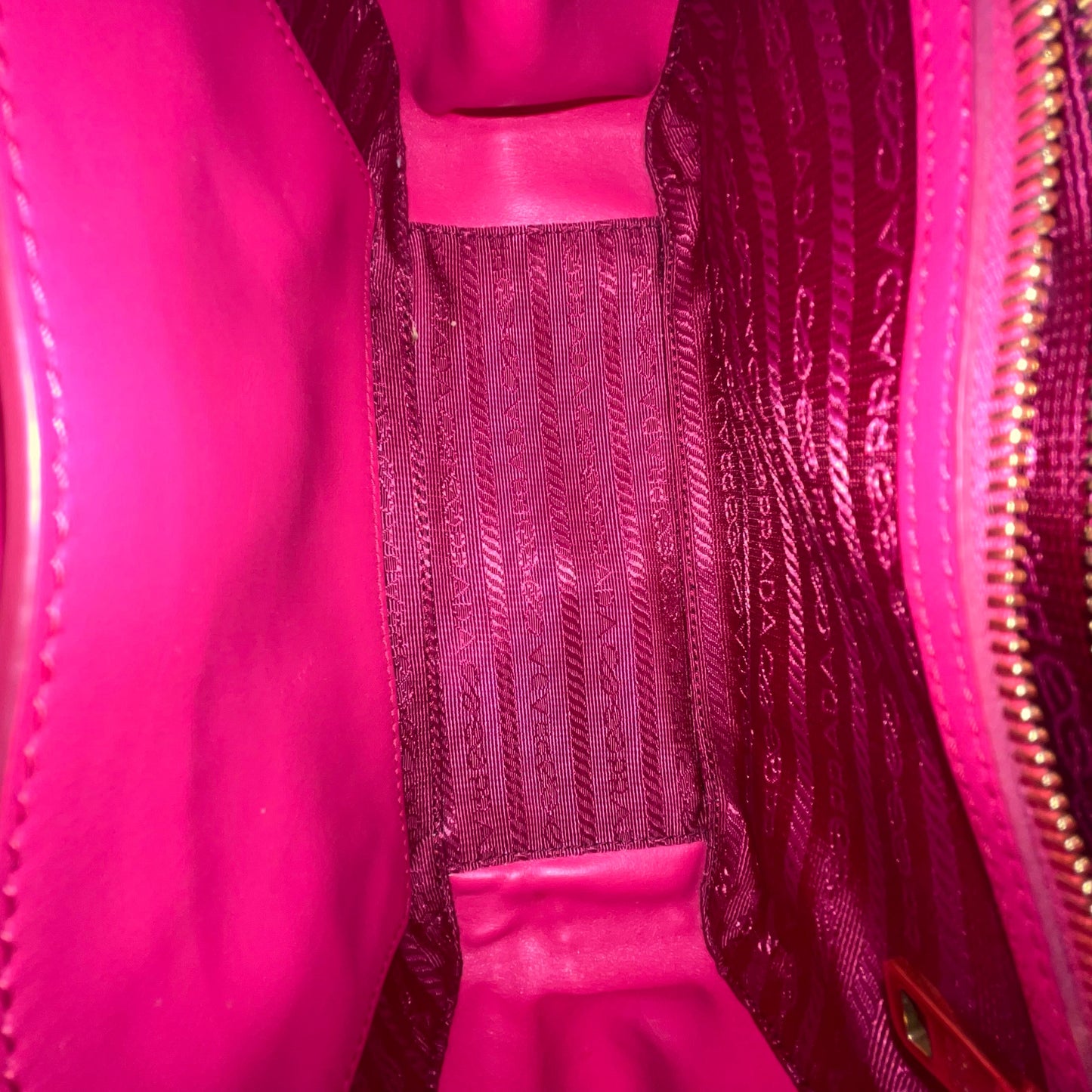 PRADA Diagramme Pink Leather Top Handle Shoulder Bag