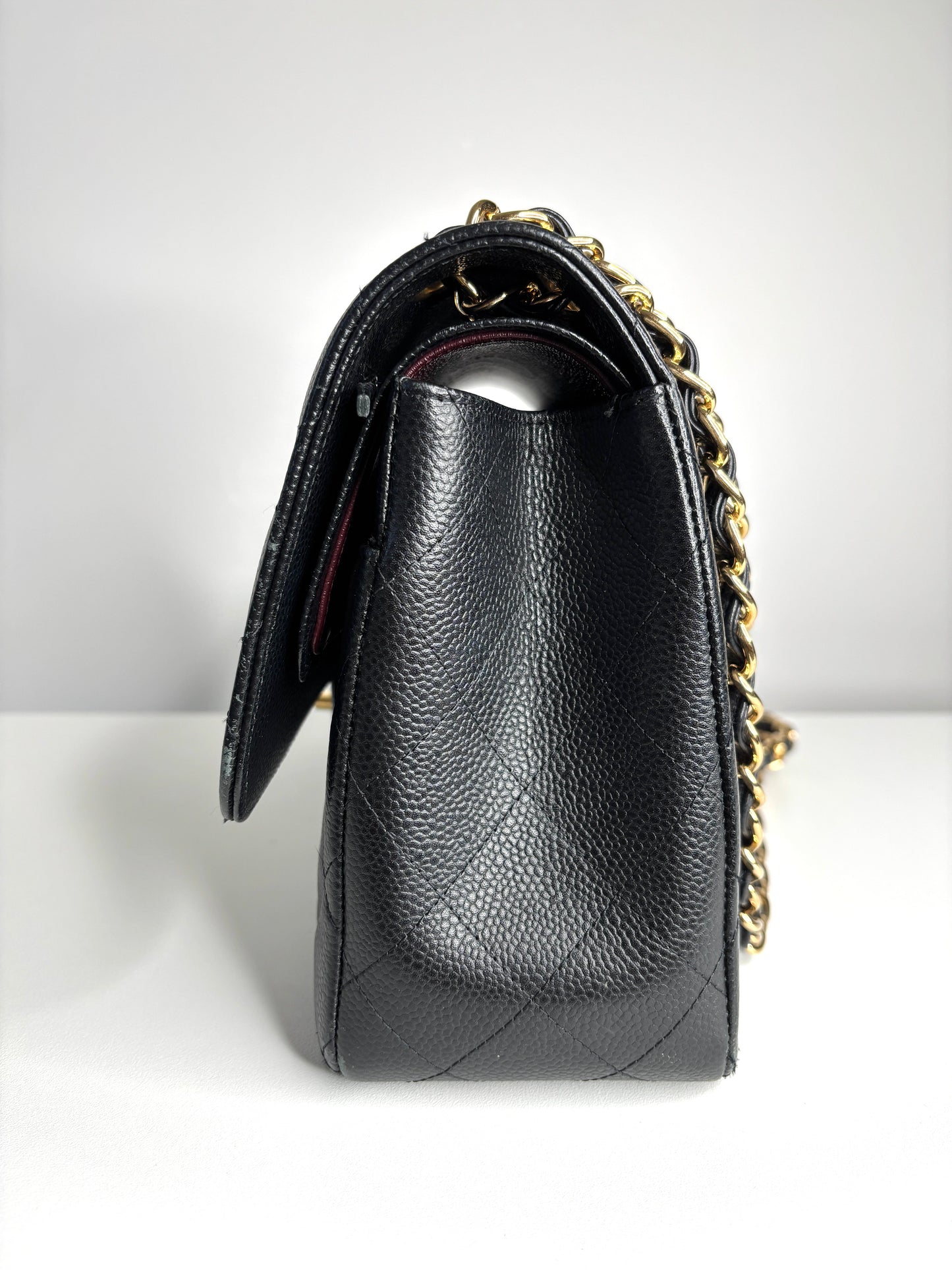 Chanel Jumbo Black Caviar Classic Double Flap Gold Hardware Shoulder Bag 2021 - Preloved