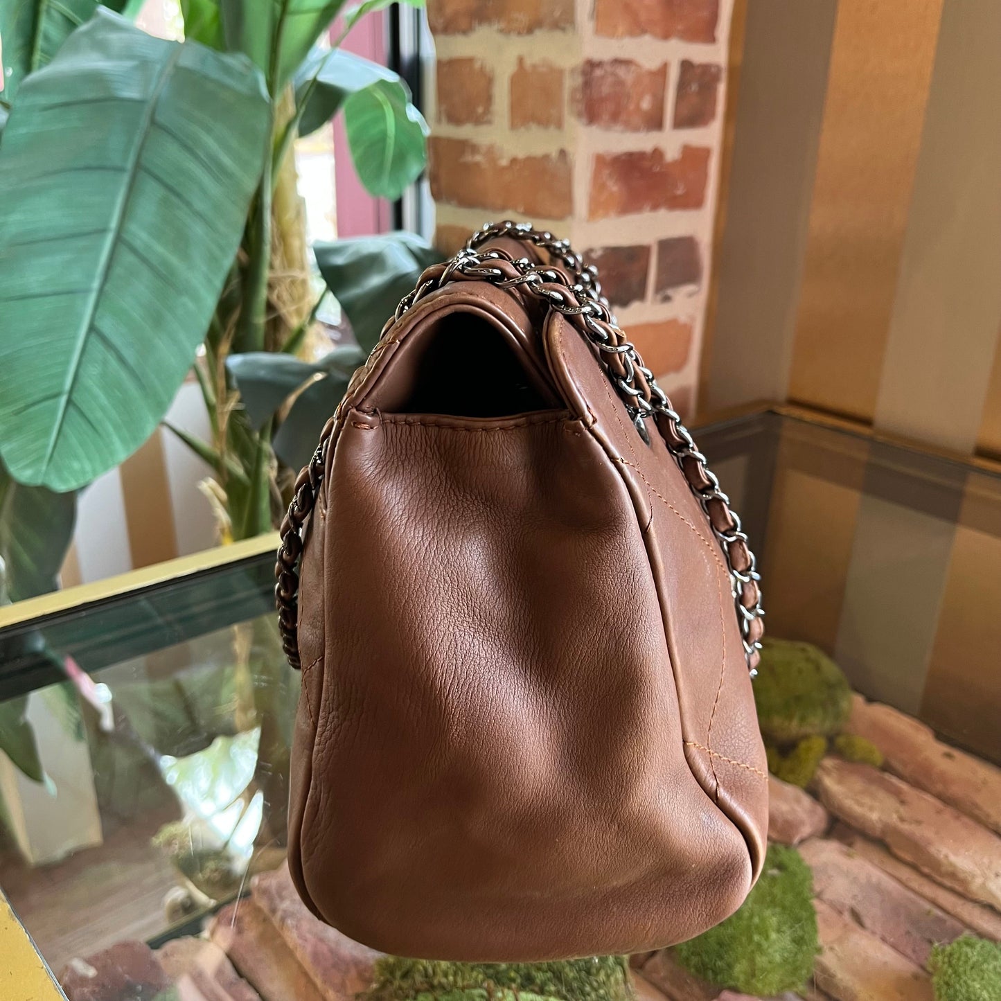 CHANEL Hampton Brown Quilted Nubuck Leather Shoulder Bag ADI1149