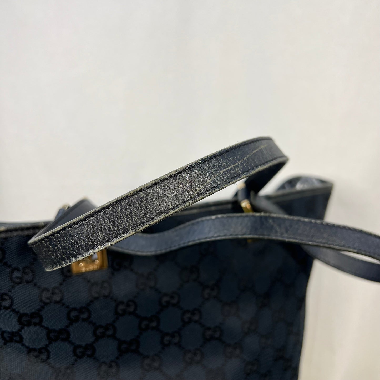GUCCI Vintage GG Supreme Web Canvas Black Tote
