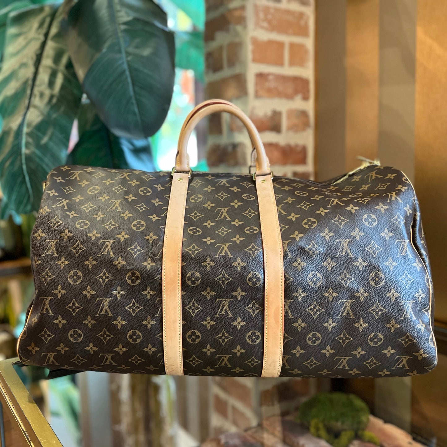 LOUIS VUITTON Keepall Bandouliere 55 Brown Monogram Canvas Duffle Bag