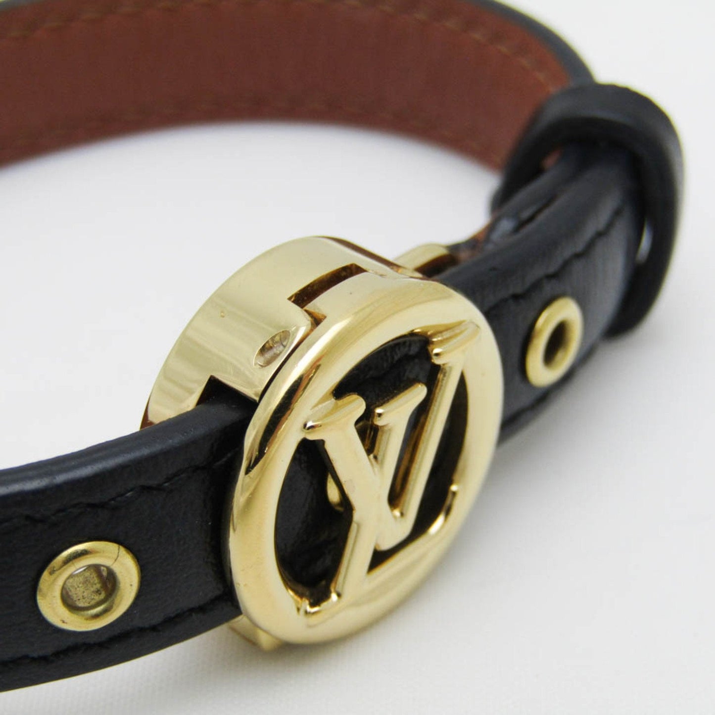 Louis Vuitton Eclipse Black Leather Bracelet Jewelry