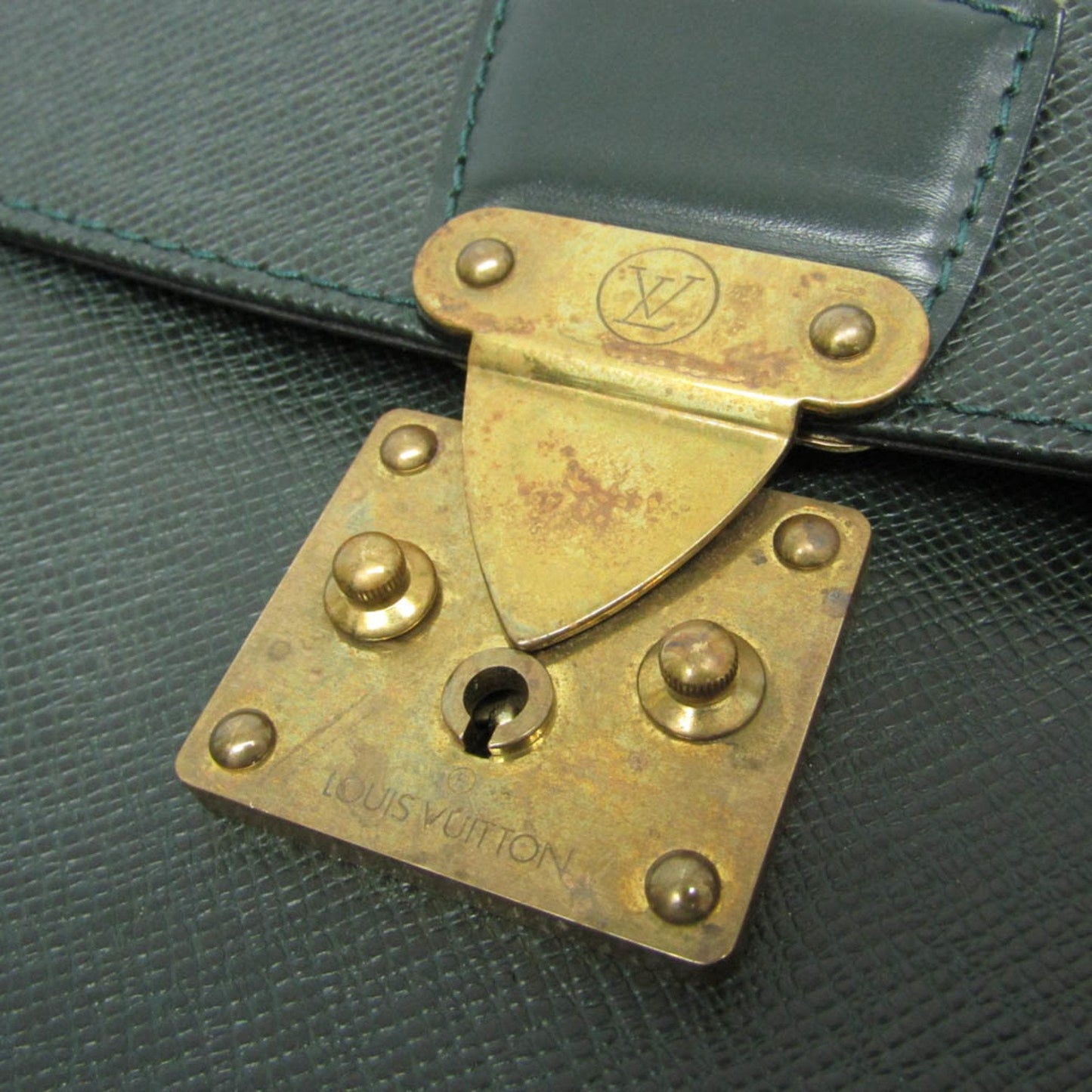 Louis Vuitton Taiga Green Leather Briefcase Bag