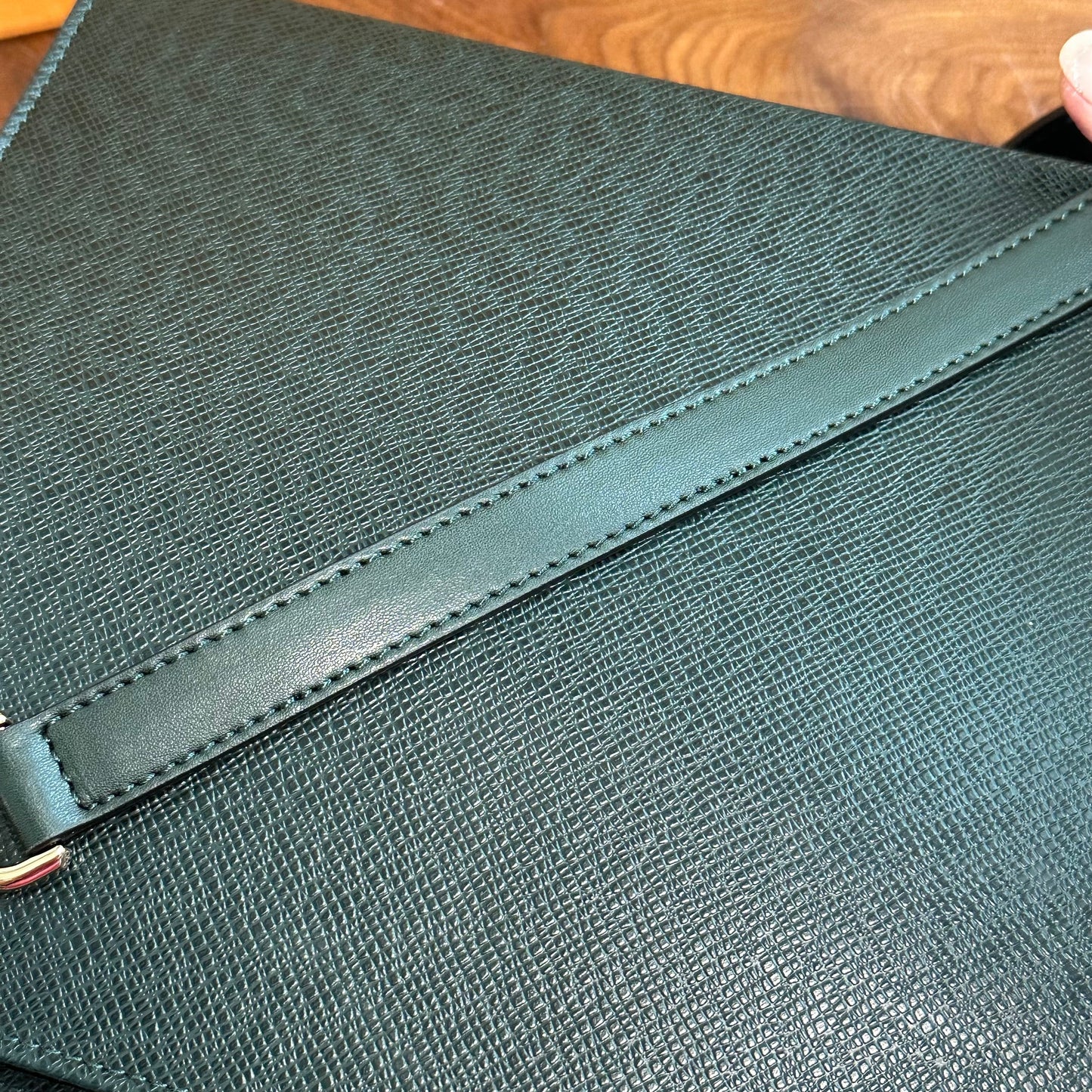 The Swan Crossbody -Orvis bags LV Taiga Leather in Dark Green