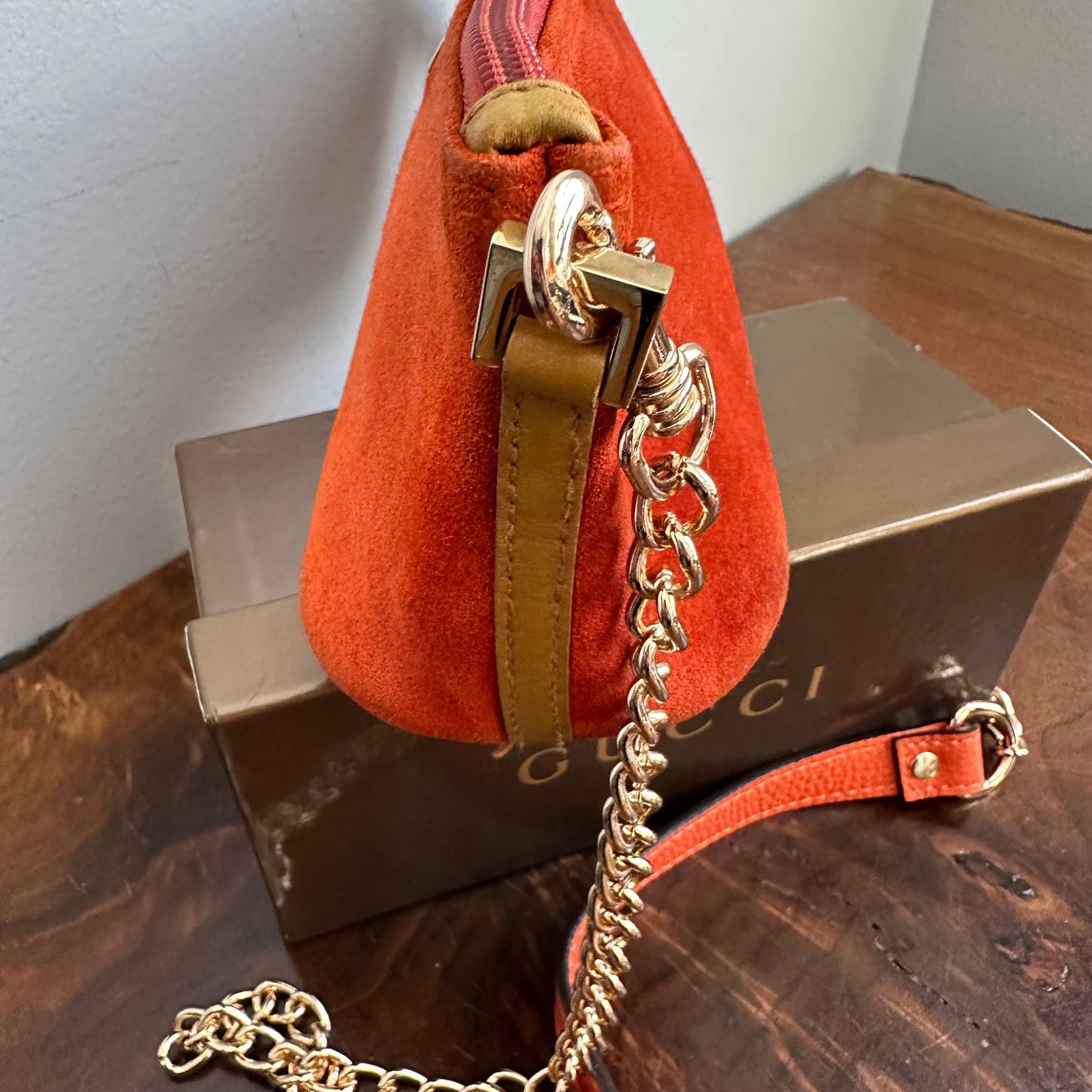 The Junco Crossbody - Orvis bags Suede GG in Rust Orange