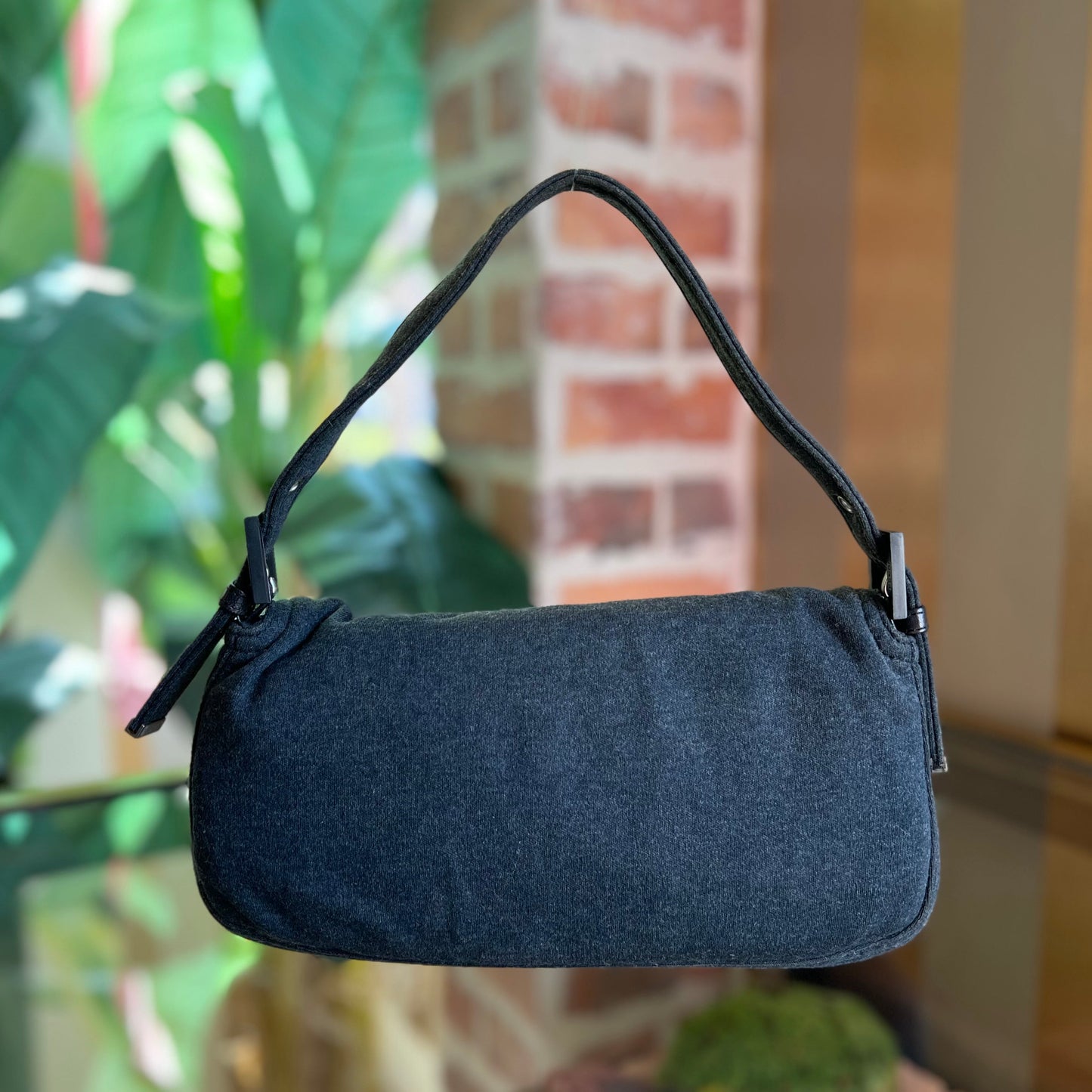 FENDI Mama Baguette Gray Jersey Vintage Shoulder Bag