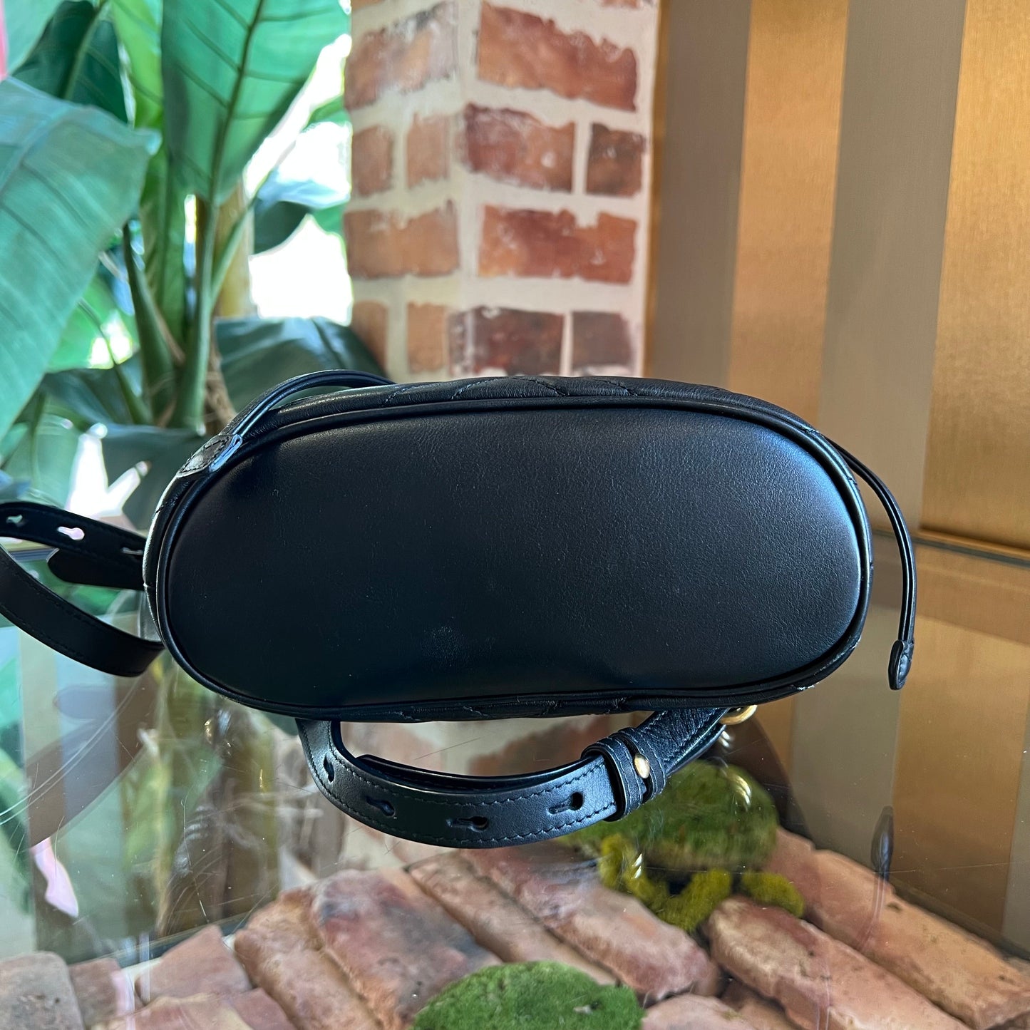 GUCCI GG Marmont Black Calfskin Matelassé Flap Backpack